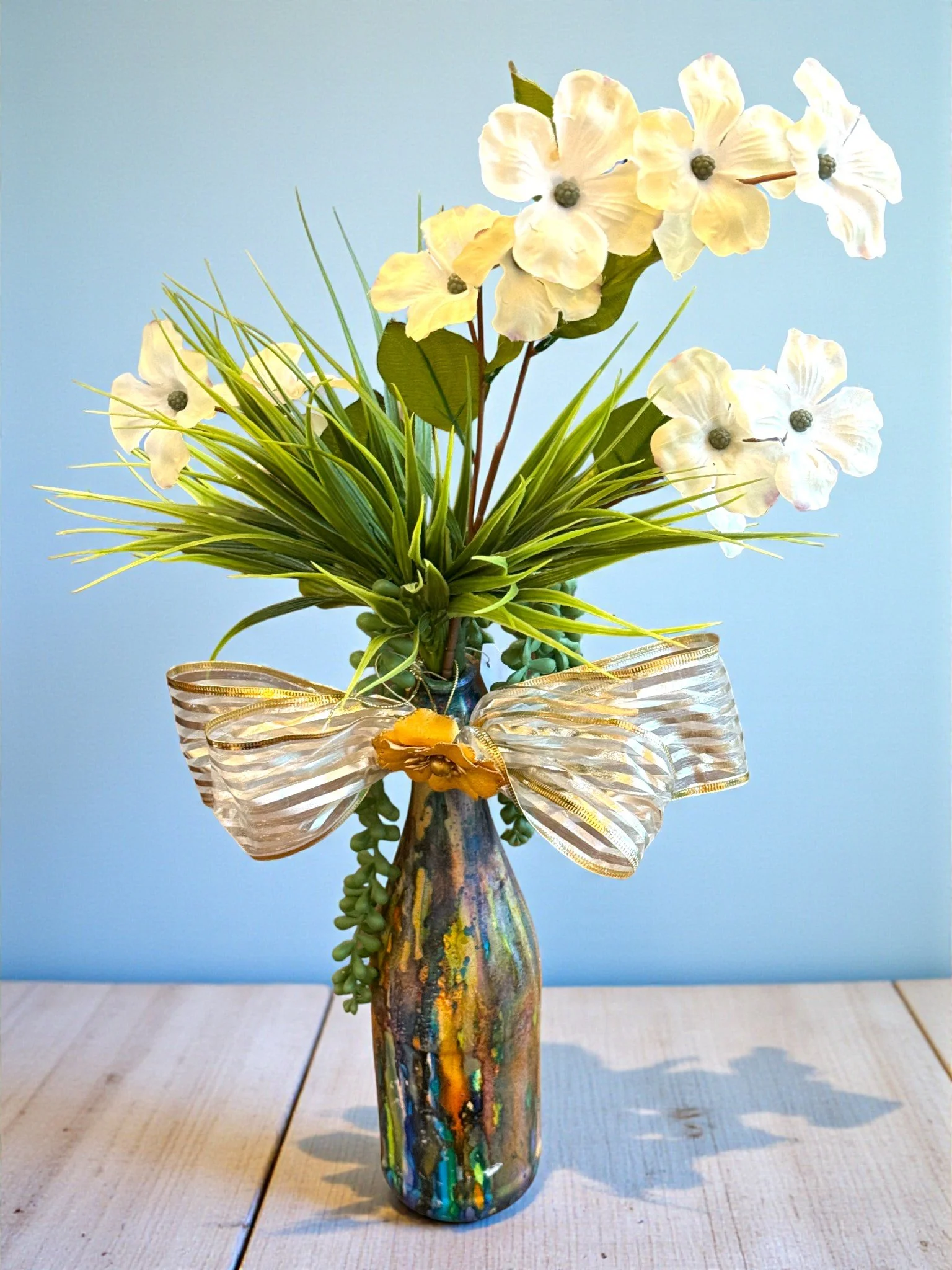 Hand-Painted Upcycled Wine Bottle Bouquet