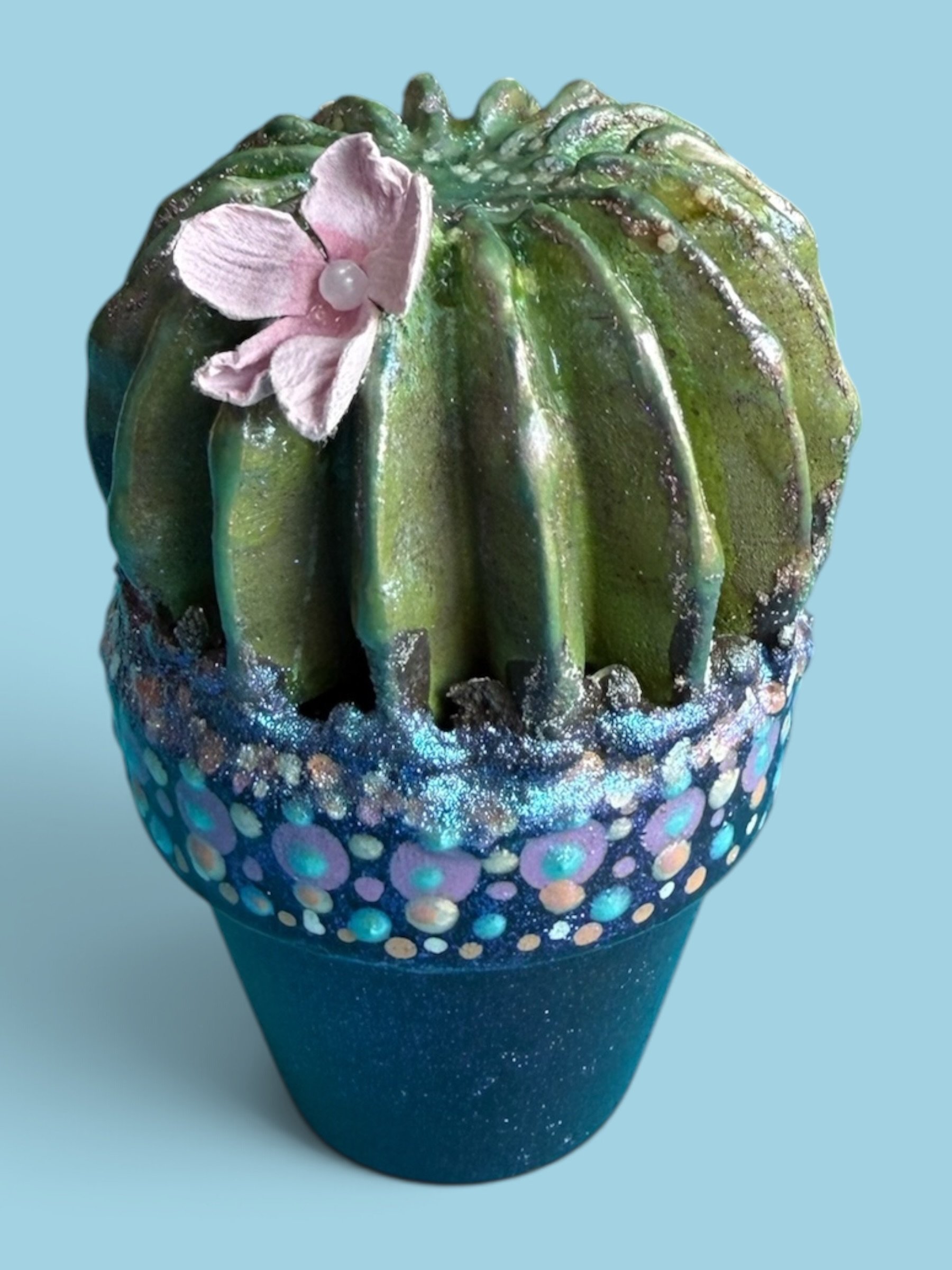 Hand-Casted Cement Cactus - In Bloom 2