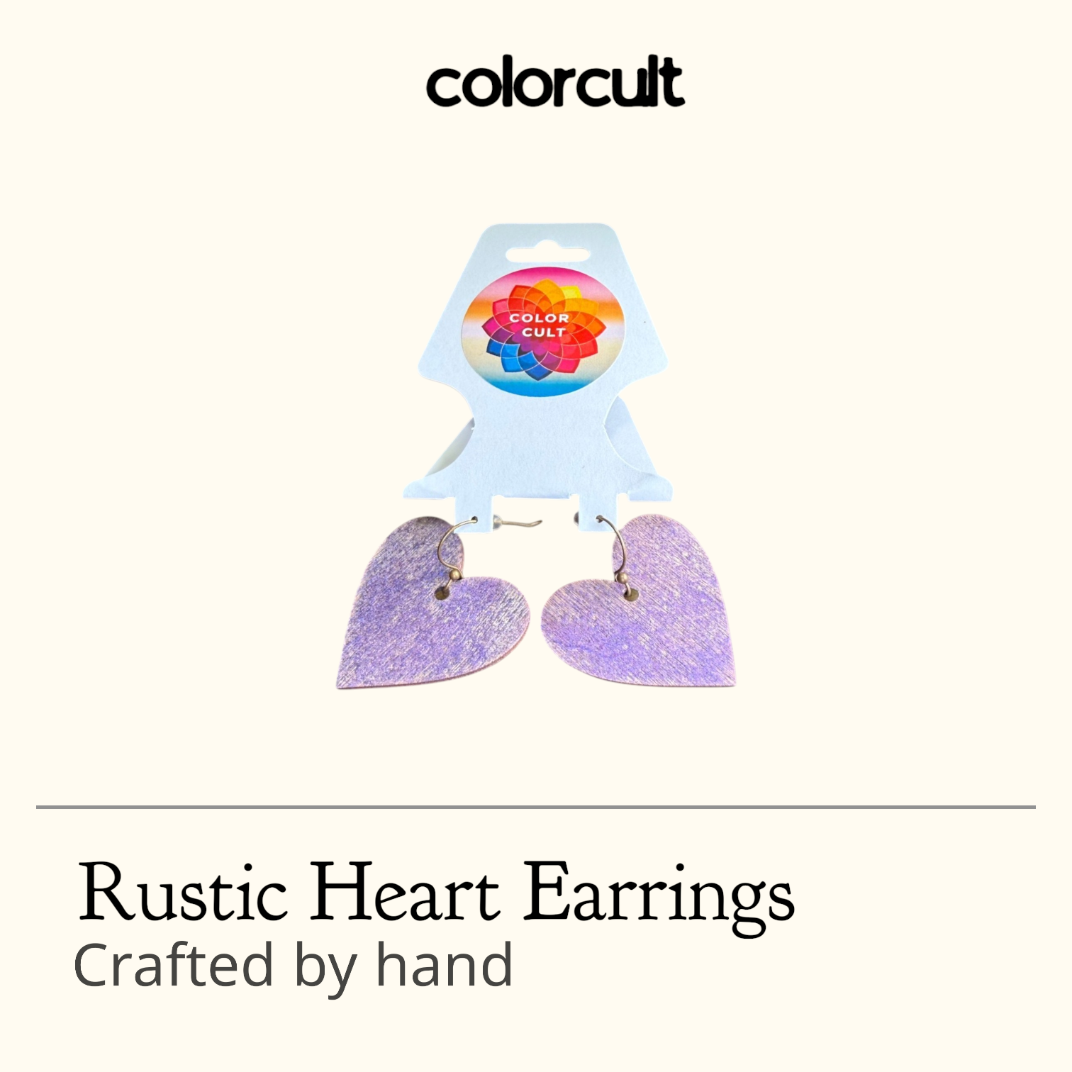 Distressed Lavender Rustic Heart Earrings