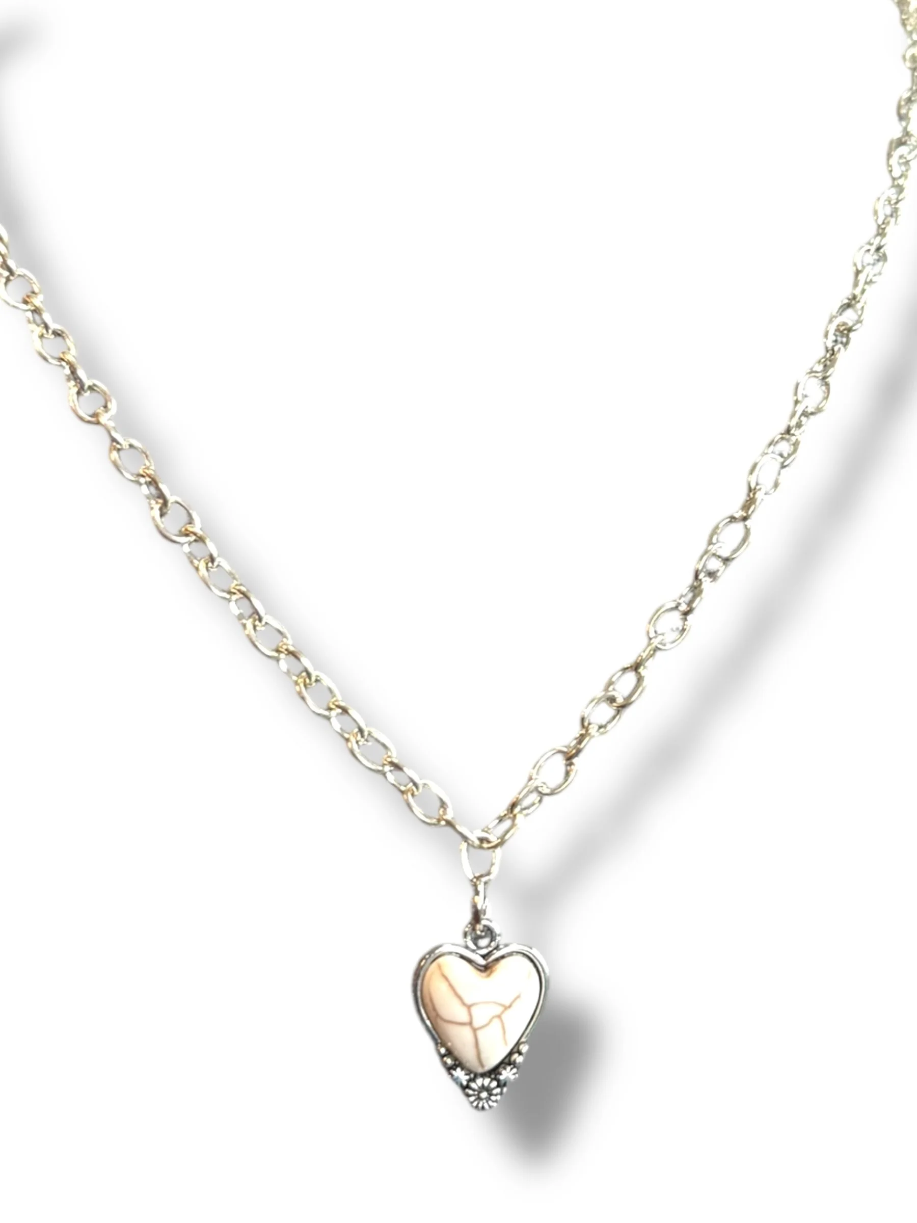 White Heart Pendant Necklace