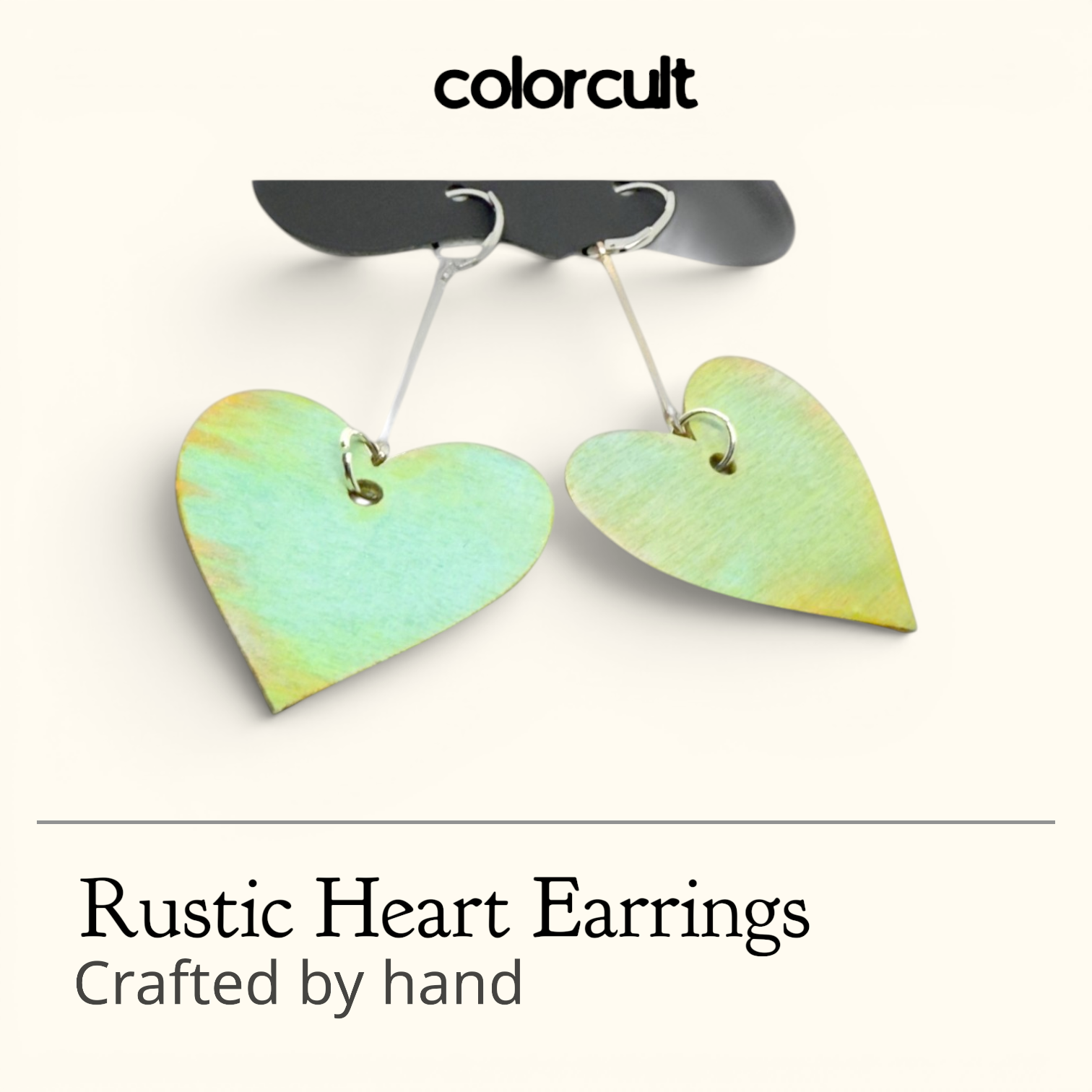 Pistachio Rustic Heart Earrings