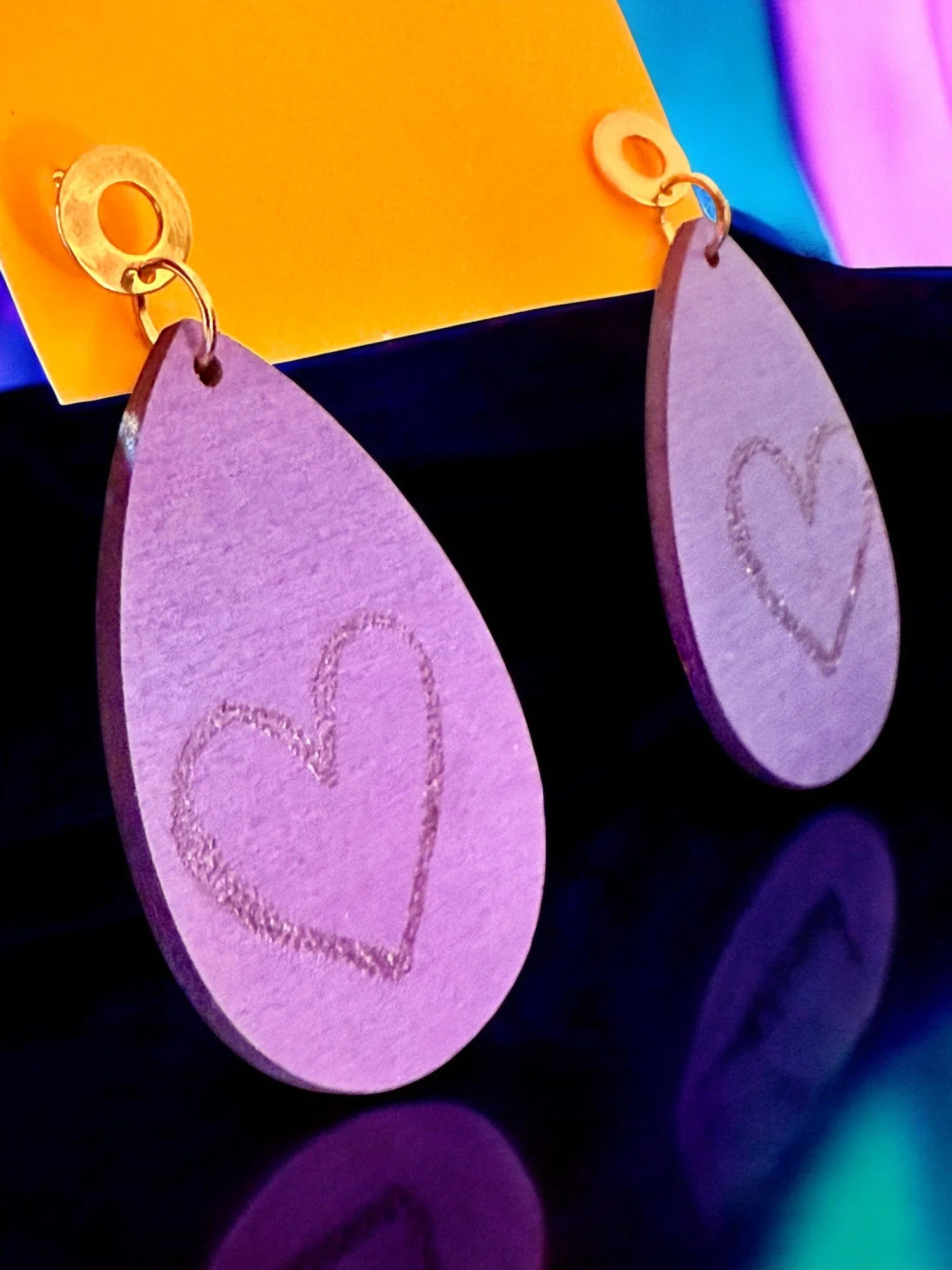 Allium Purple UV Teardrop Earrings by Color Cult