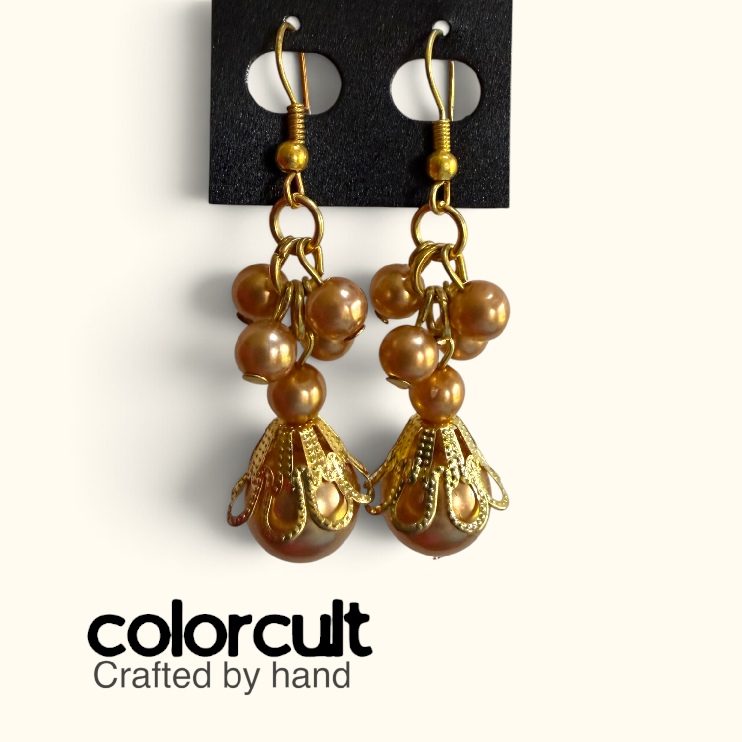 Golden Bronze Pearl Filigree Bell Drop Earrings (1).PNG