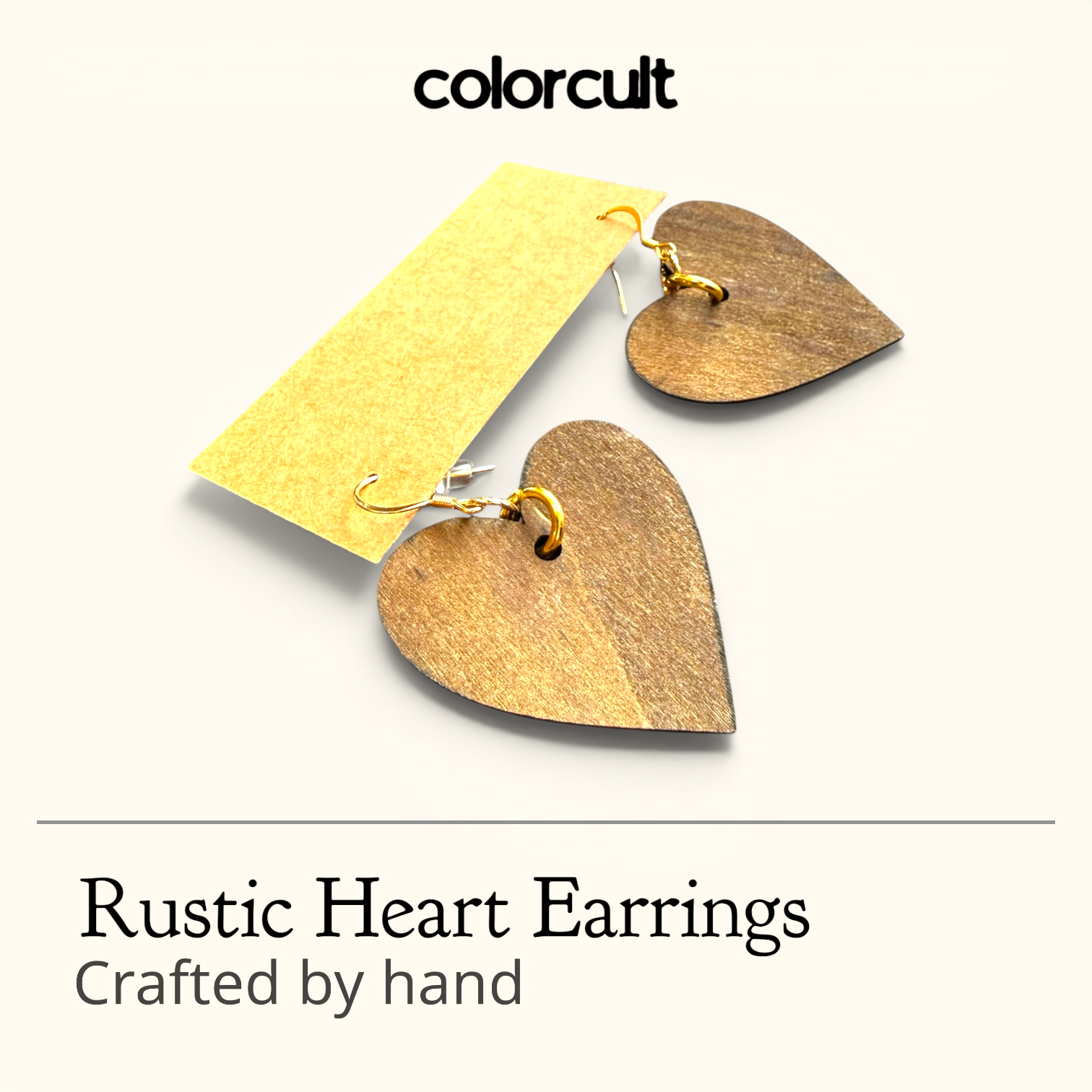 Maple & Gold Rustic Heart Earrings
