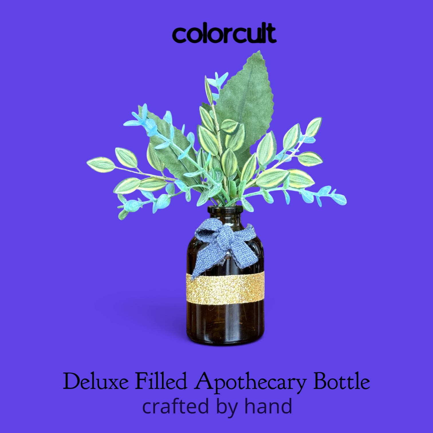 Deluxe Filled Apothecary Bottle Denim Bow
