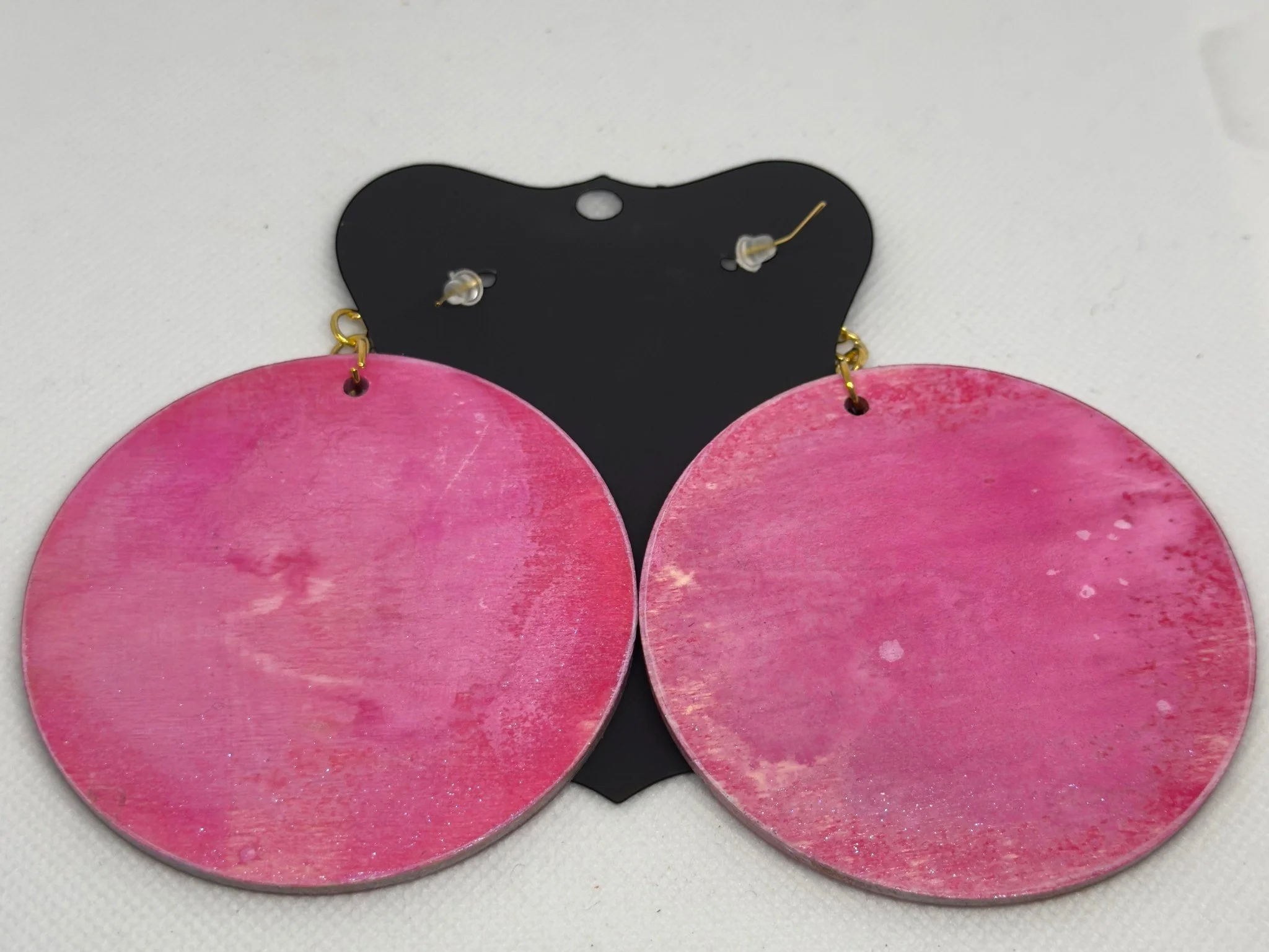Distressed Pink & Gold Queen Round Earrings (1).jpg