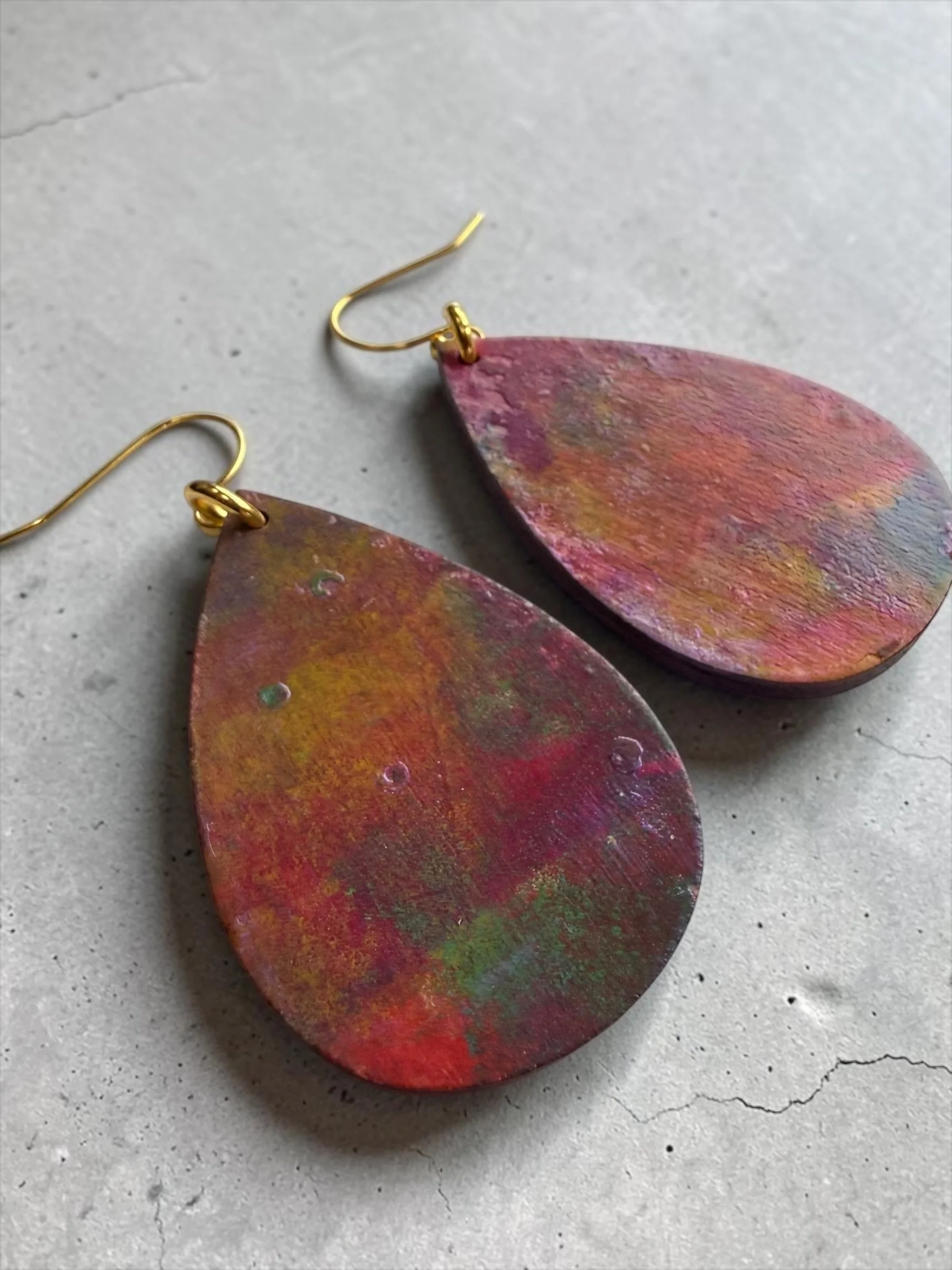 Multicolor Reversible Teardrop Earrings by Color Cult