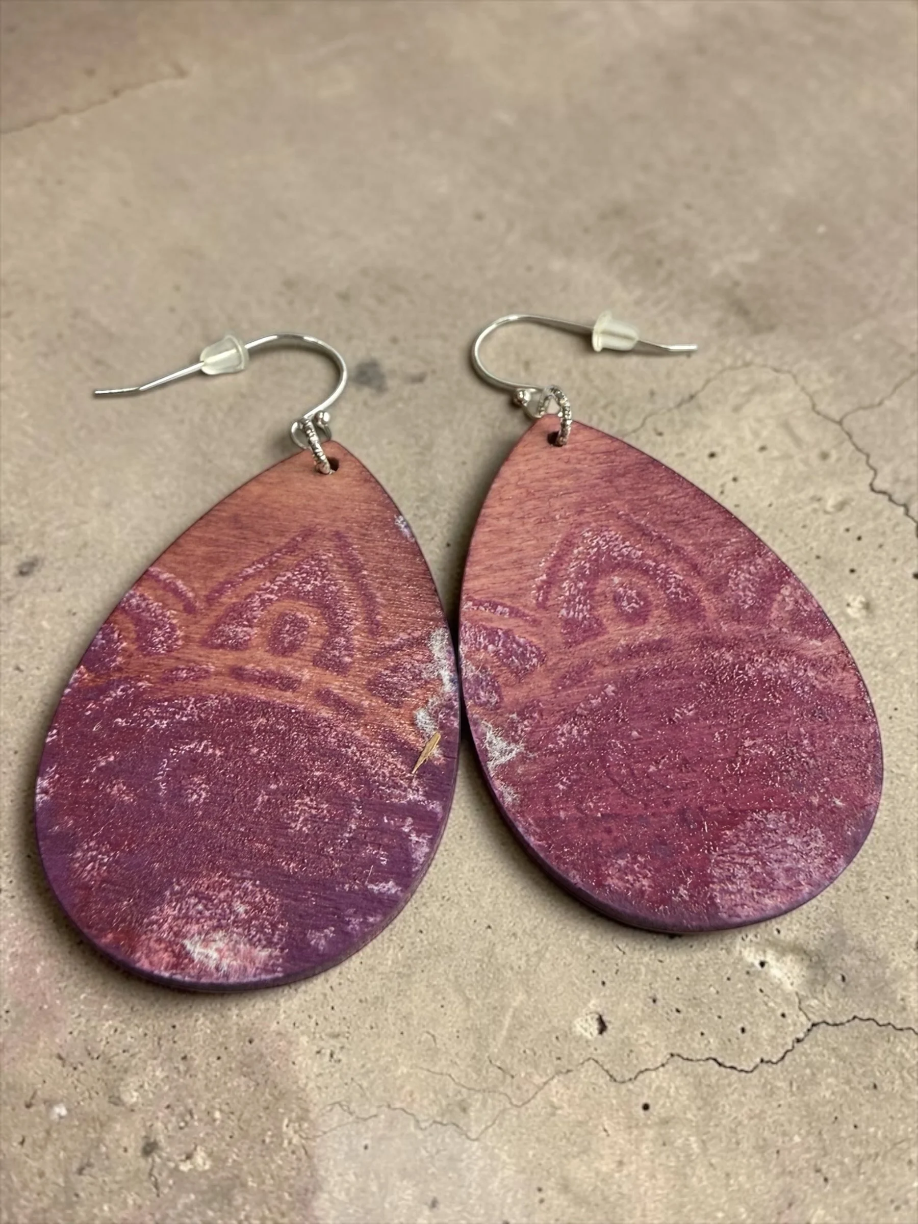 Bohemian Distressed Mandala Teardrop Earrings by Color Cult