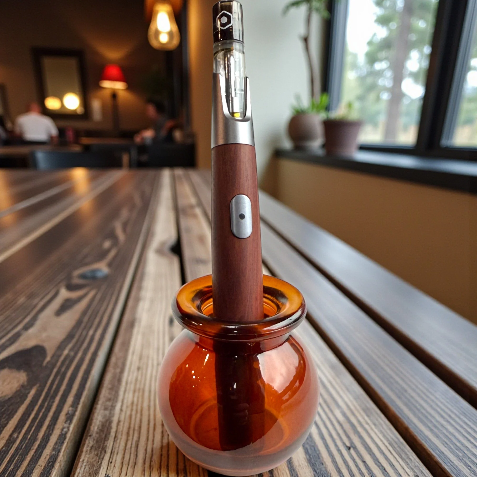 Sandalwood Vape Battery and Amber Glass Holder