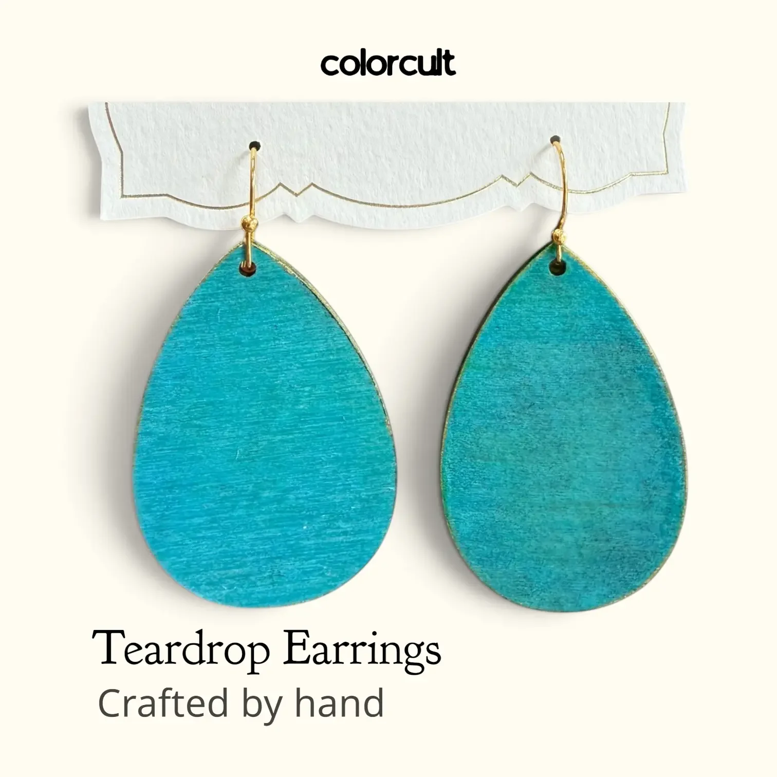 Aqua & Gold Teardrop Earrings.webp