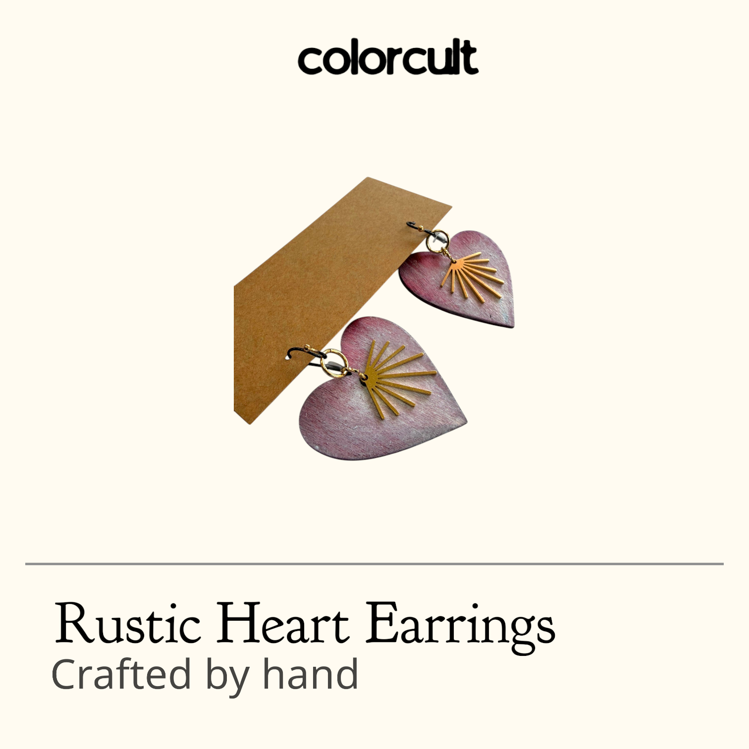 Whitewash Rustic Heart Earrings