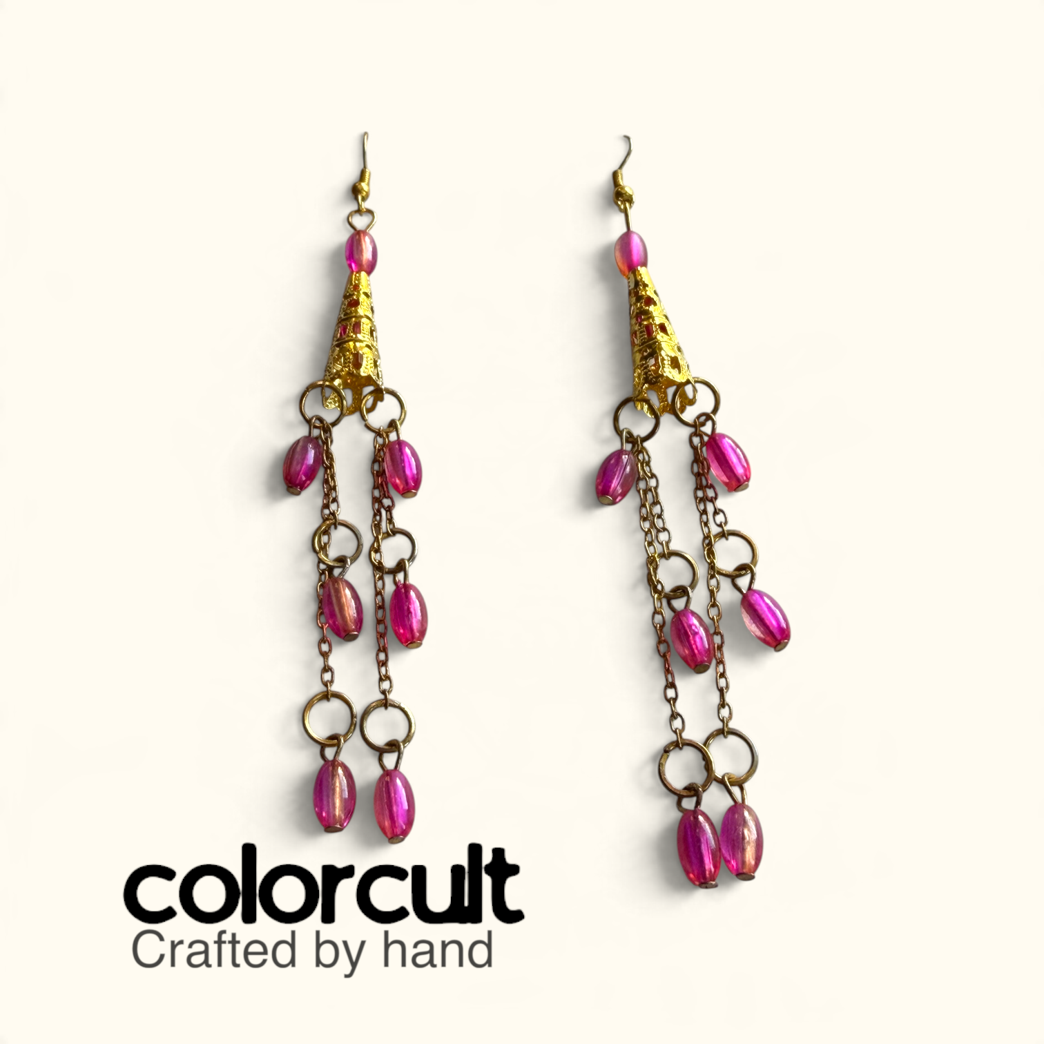 Fuchsia Glass Bead & Chain Waterfall Dangles (8).PNG