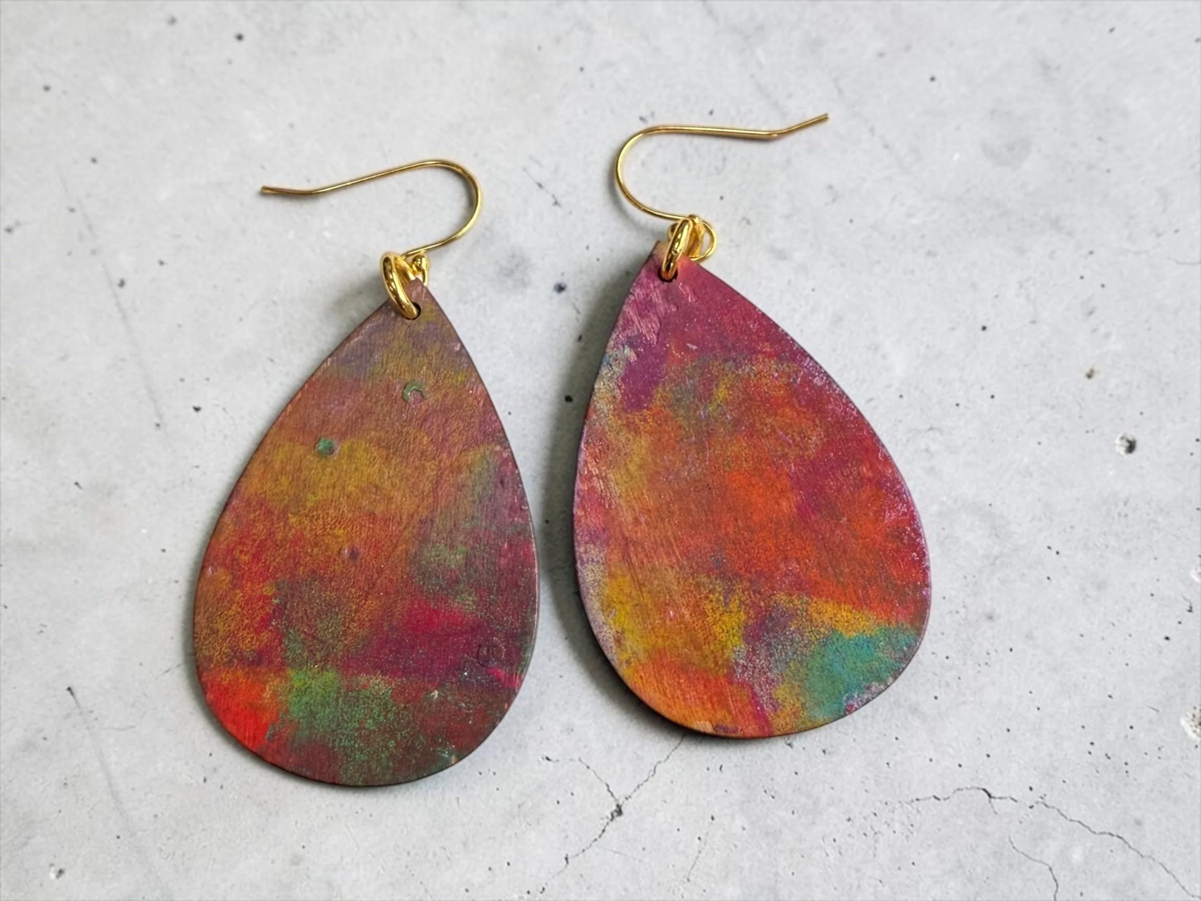 Multicolor Reversible Teardrop Earrings by Color Cult