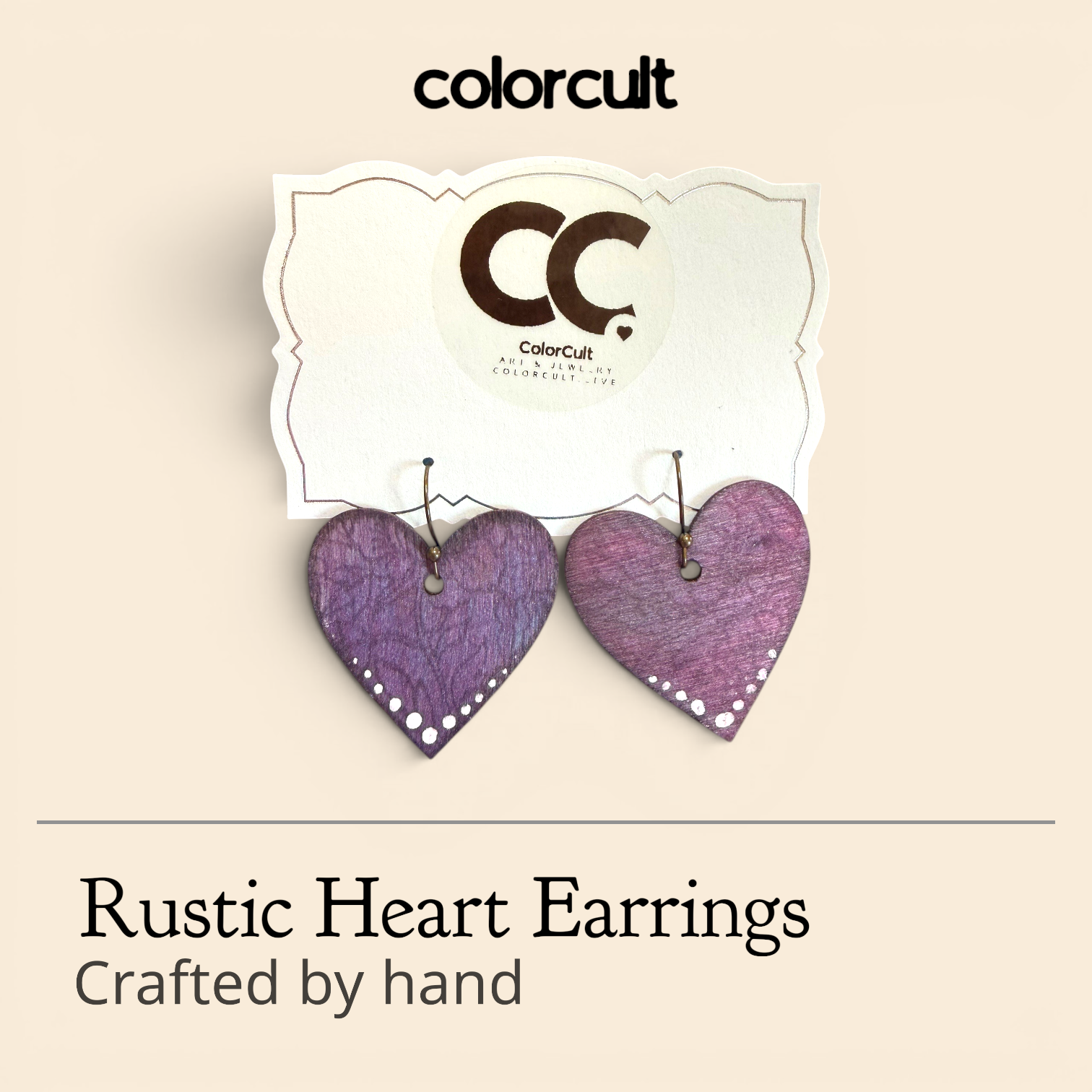 Distressed Pastel Rustic Heart Earrings