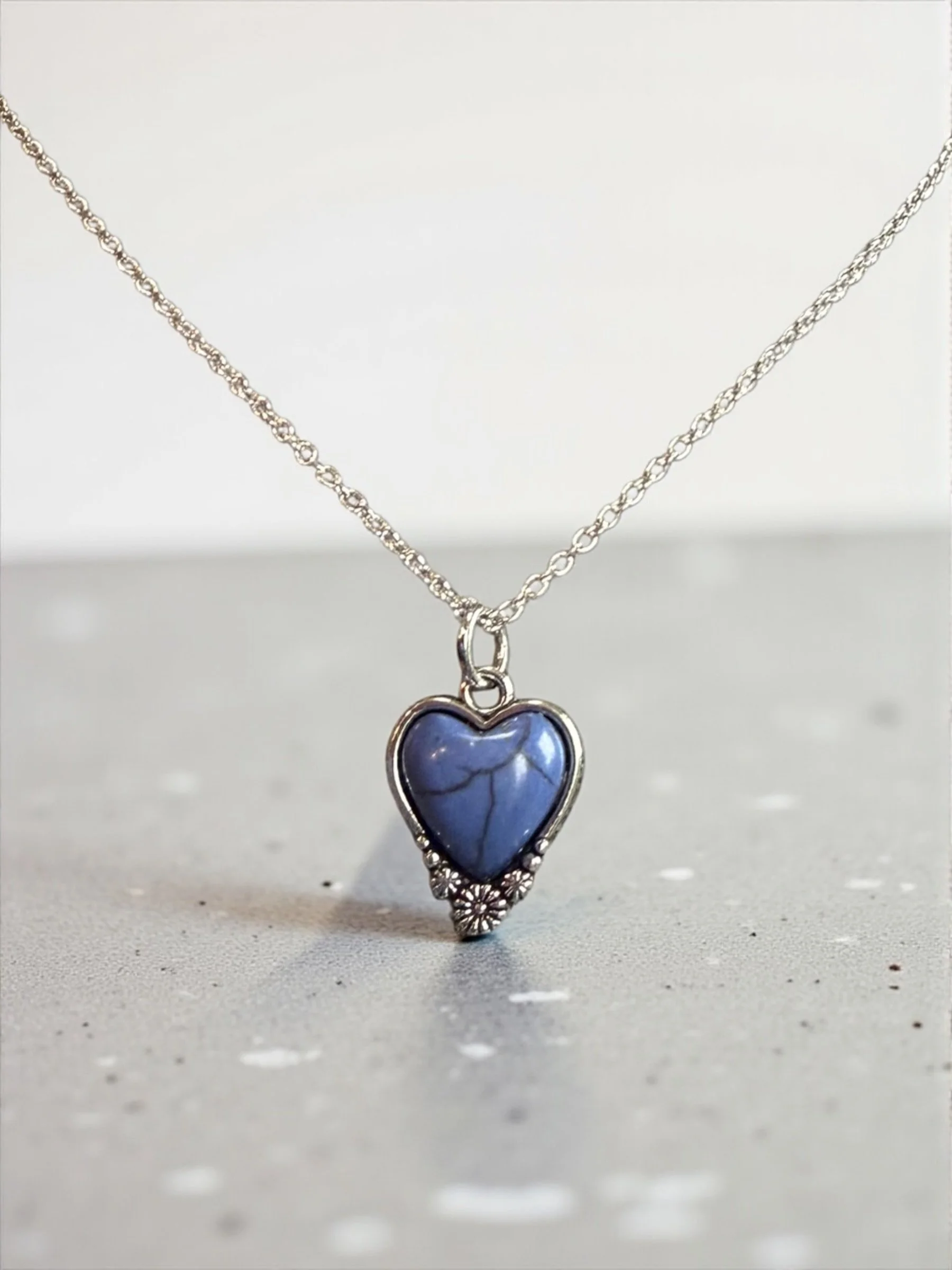 Blue Heart Pendant Necklace