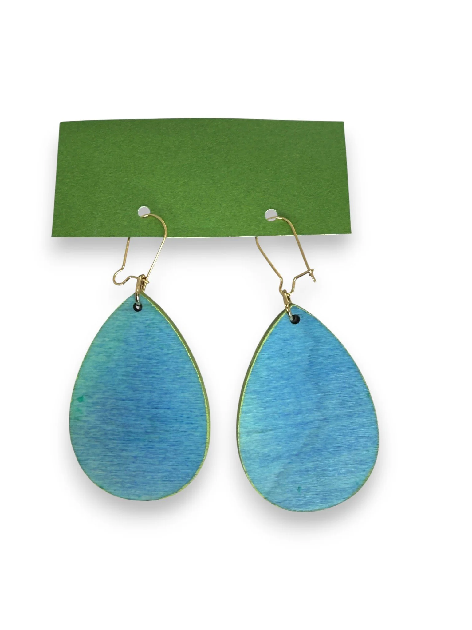 Blue Green Jeans Teardrop Earrings by Color Cult
