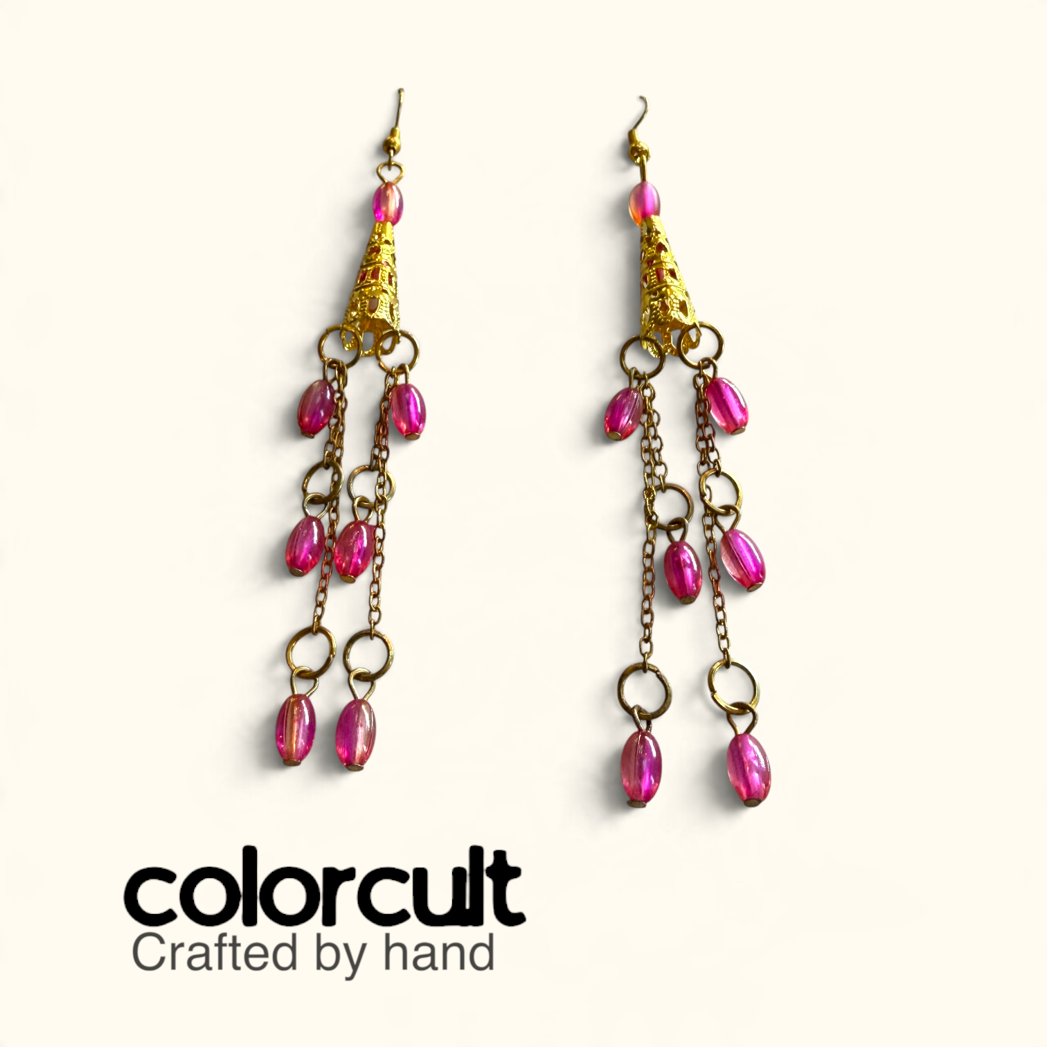 Fuchsia Glass Bead & Chain Waterfall Dangles (10).PNG