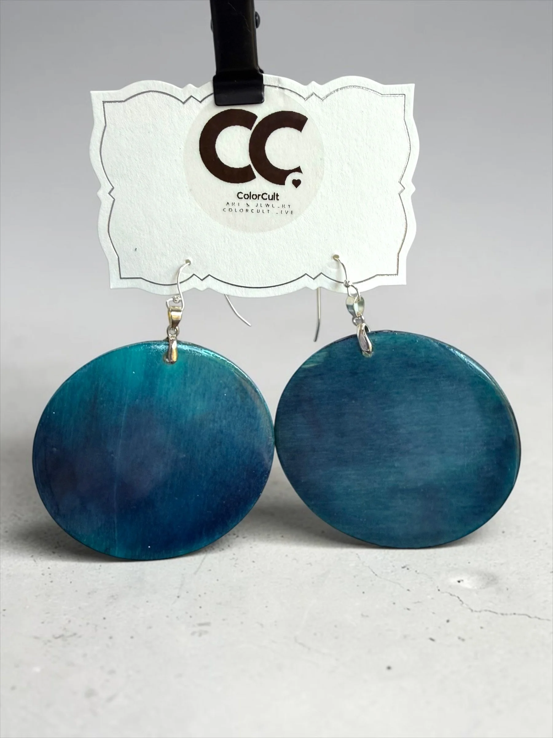 Reversible Blue Green Glow Queen Round Earrings