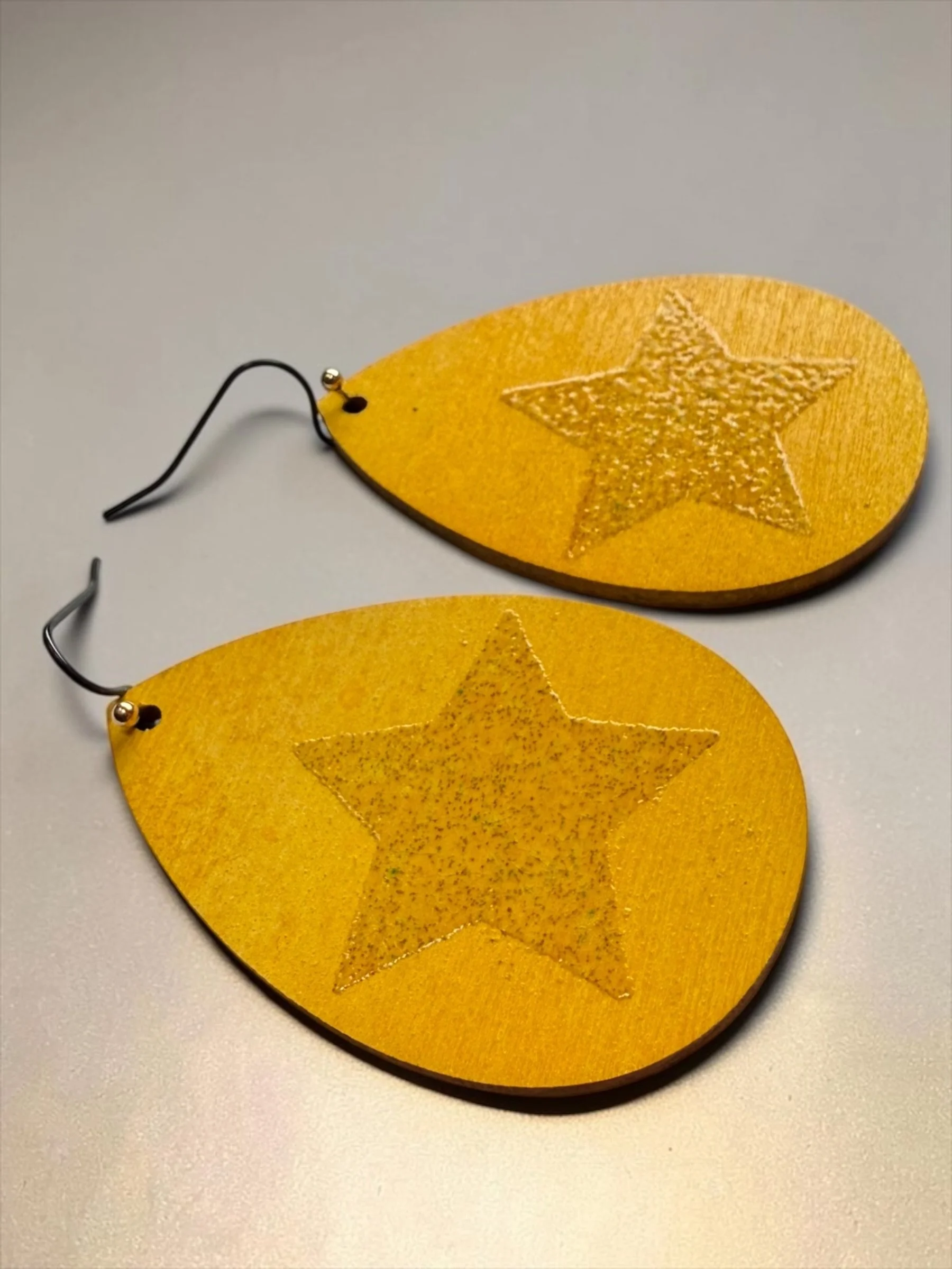 Yellow Star Teardrop Earrings by Color Cult