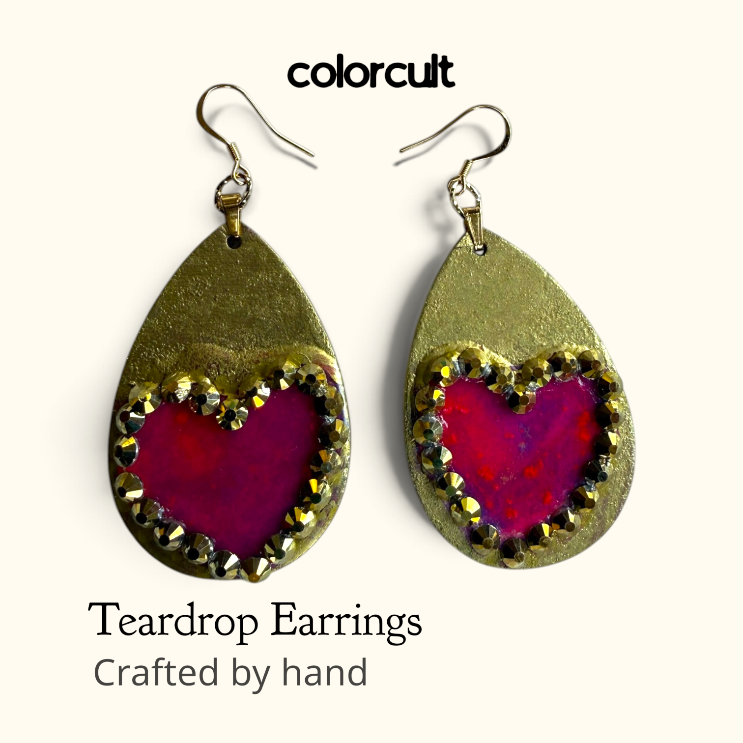 Golden Glow Heart Teardrop Earrings
