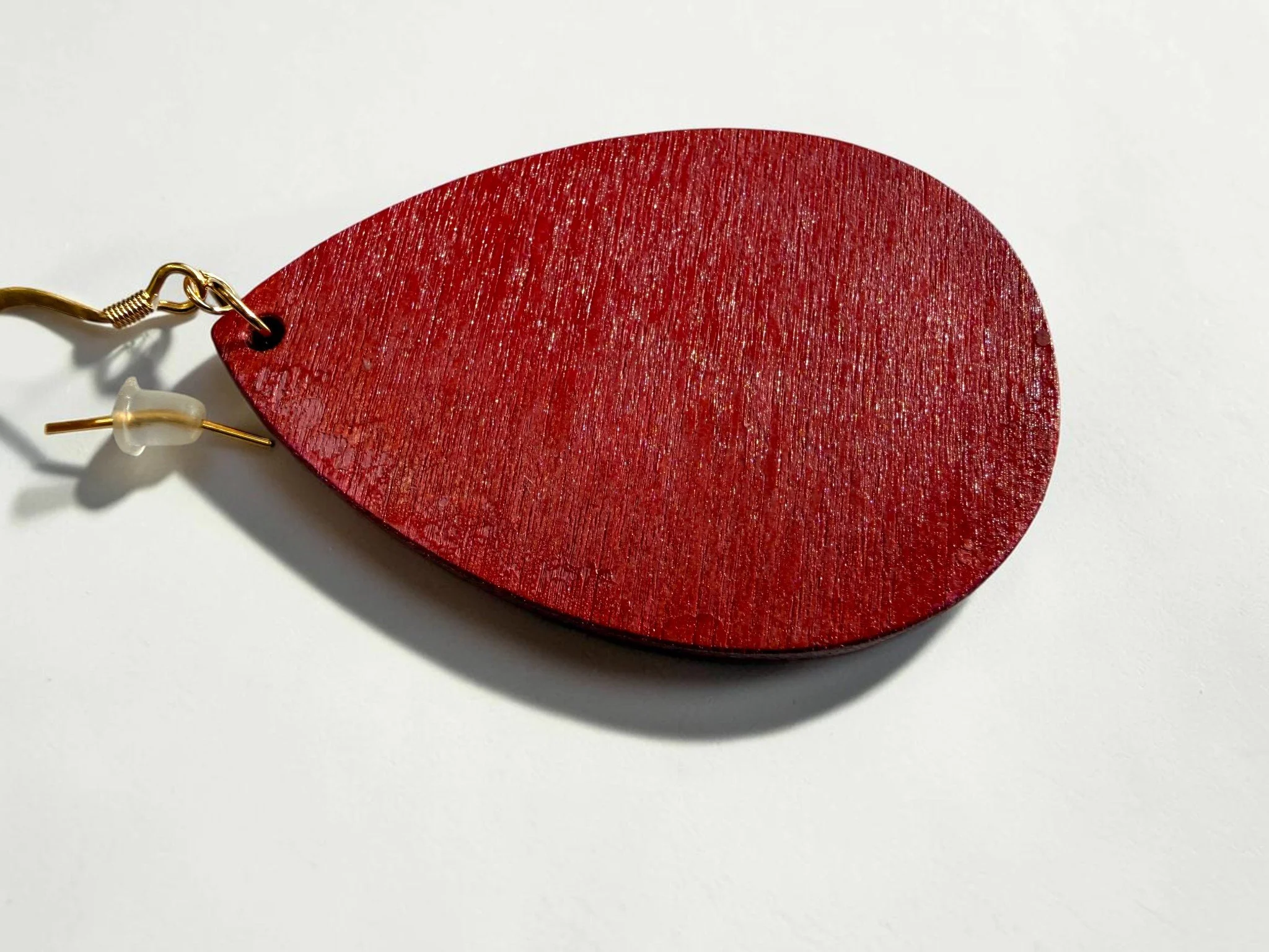 Distressed Red Teardrop Earrings by Color Cult