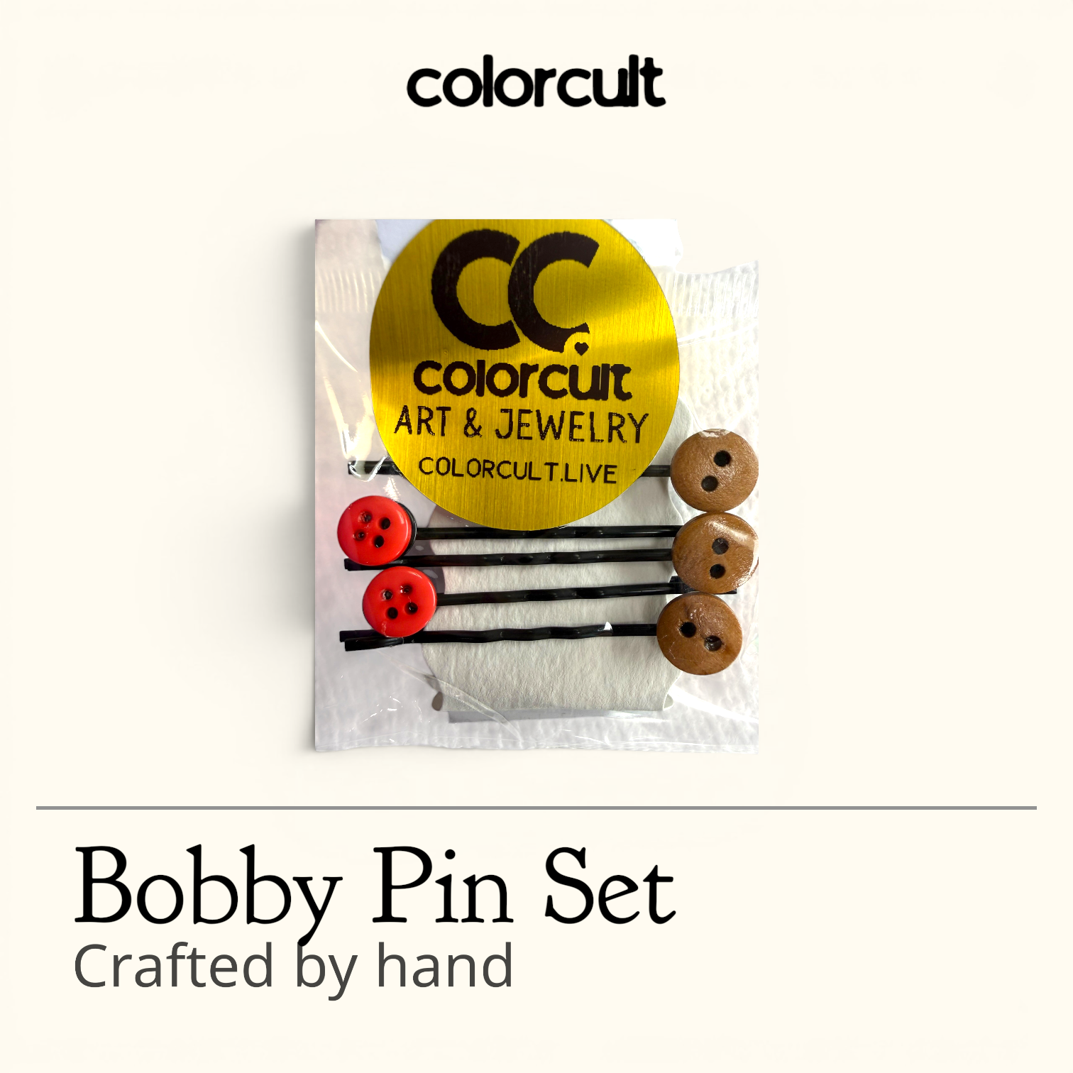 Button Bobby Pin Set - Red & Fawn Brown.png