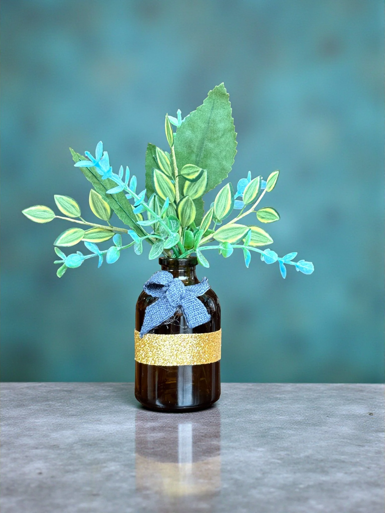 Deluxe Filled Apothecary Bottle: Denim Bow