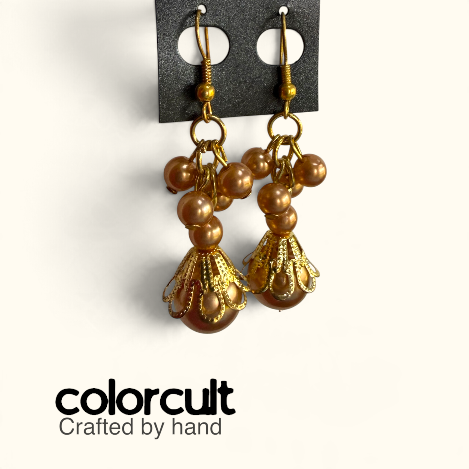 Golden Bronze Pearl Filigree Bell Drop Earrings (3).PNG