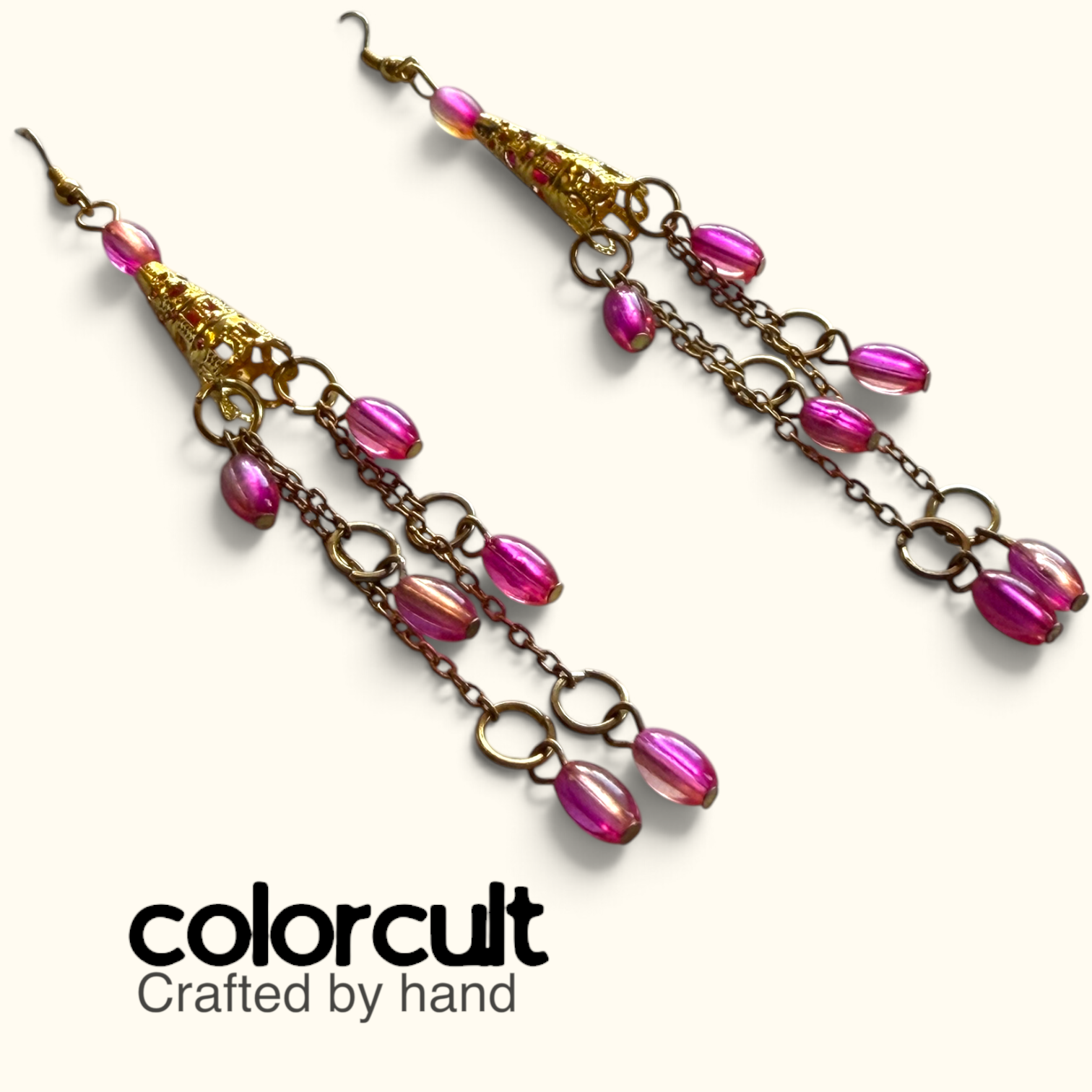 Fuchsia Glass Bead & Chain Waterfall Dangles (9).PNG