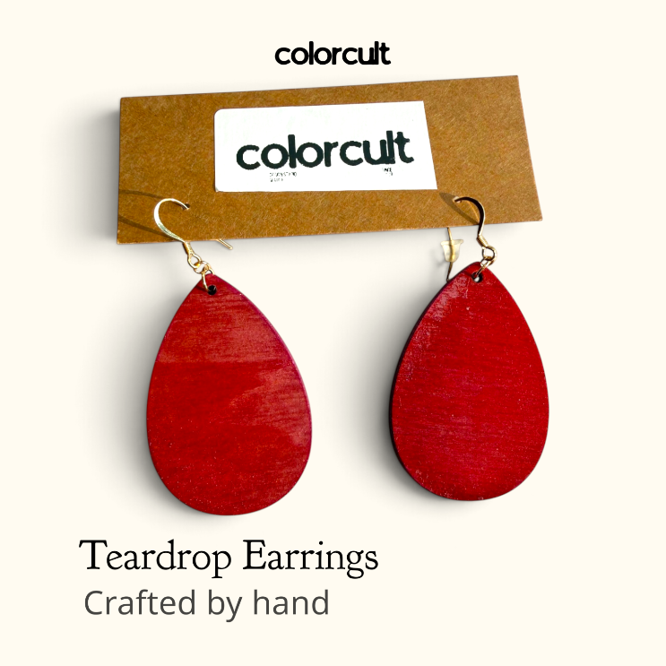 Distressed Red Teardrop Earrings