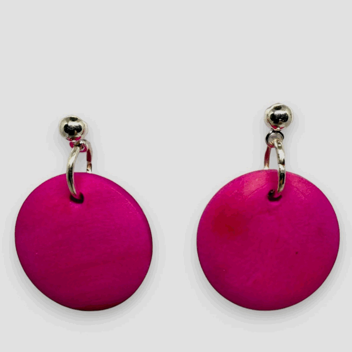 Magenta Wood Earrings (2).GIF