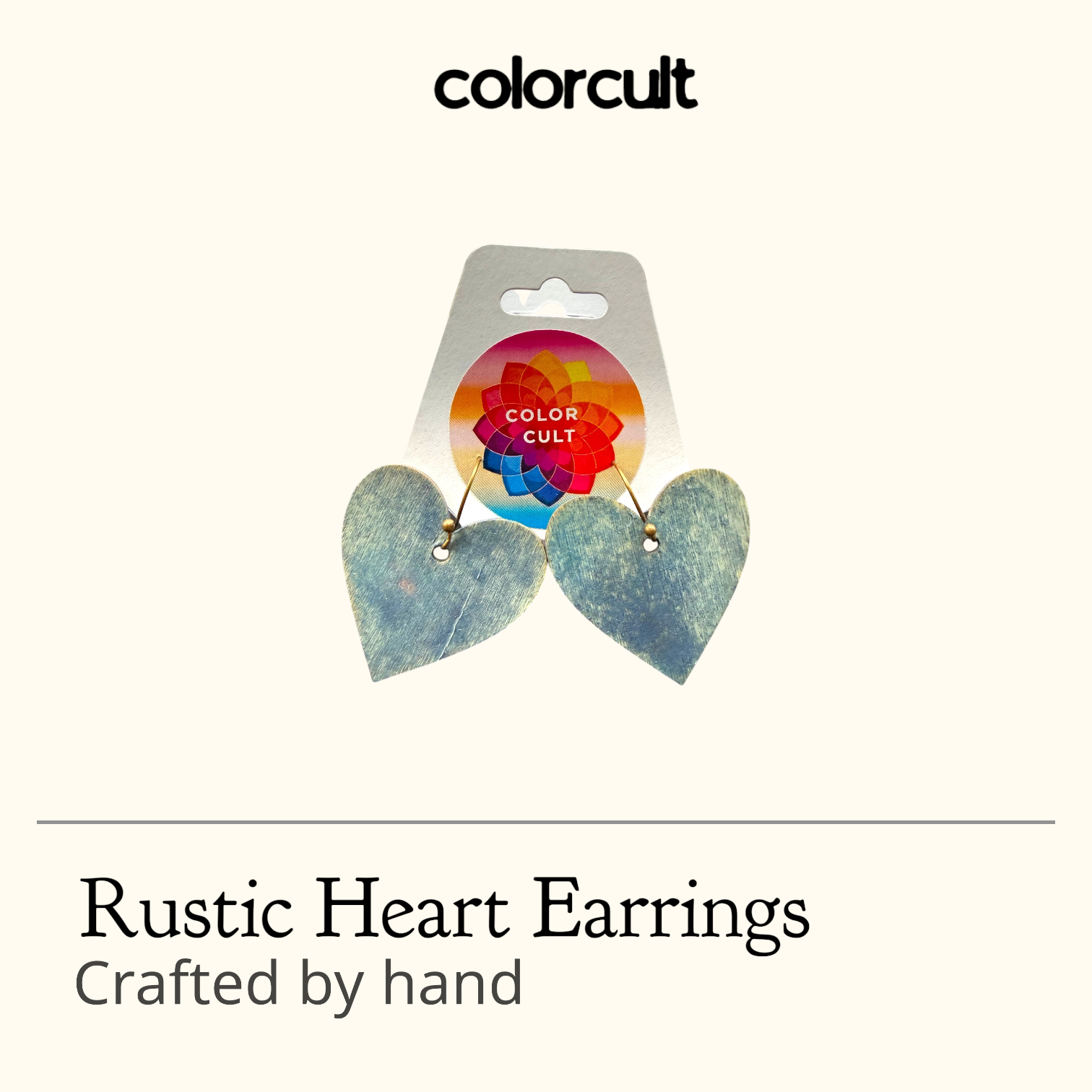 Distressed Blue Rustic Heart Earrings