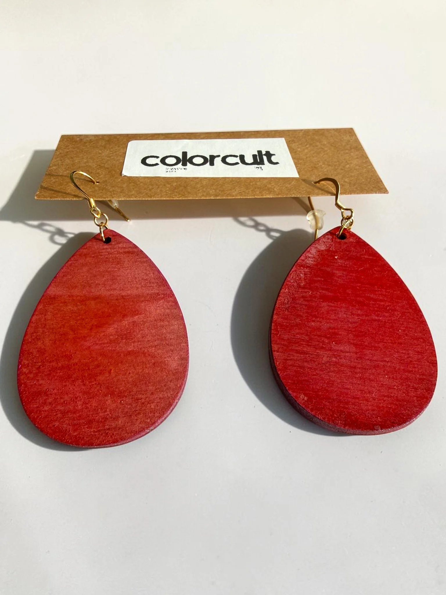 Distressed Red Teardrop Earrings by Color Cult