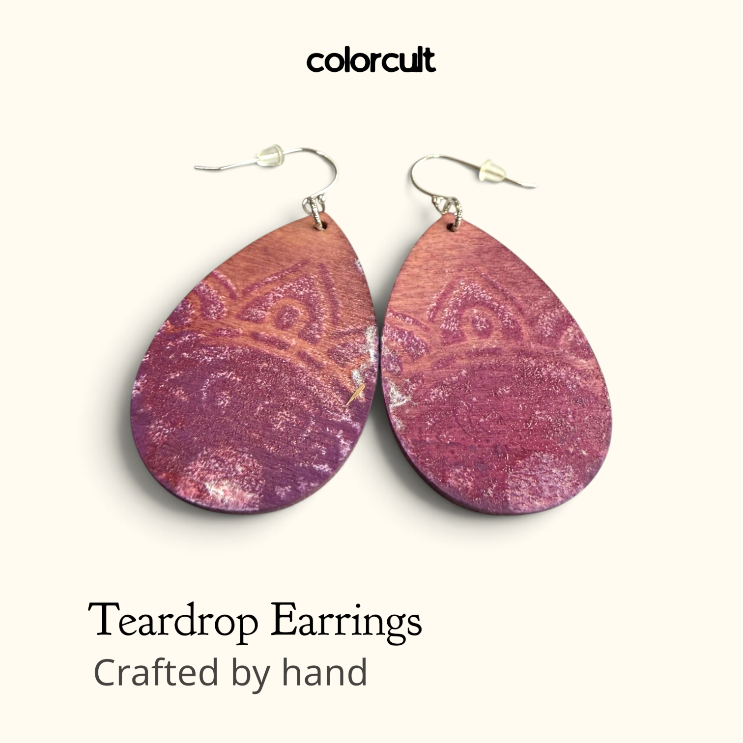 Bohemian Distressed Mandala Teardrop Earrings