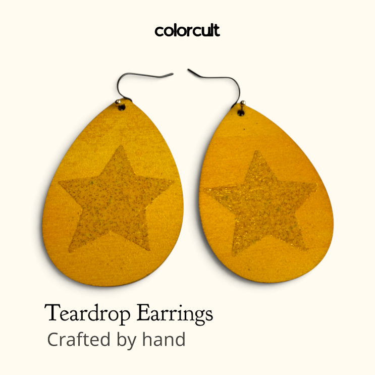 Yellow Star Teardrop Earrings