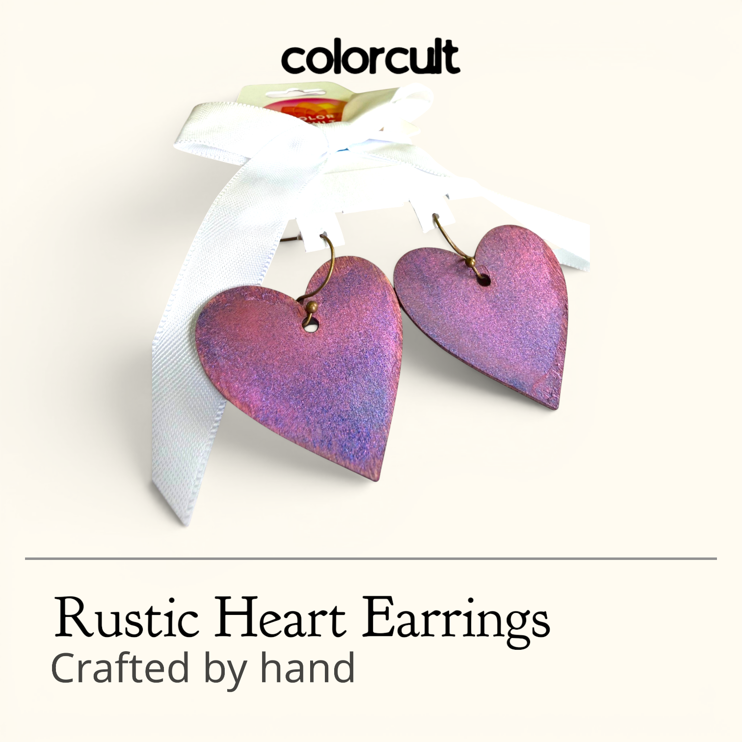 Distressed Purple Rustic Heart Earrings