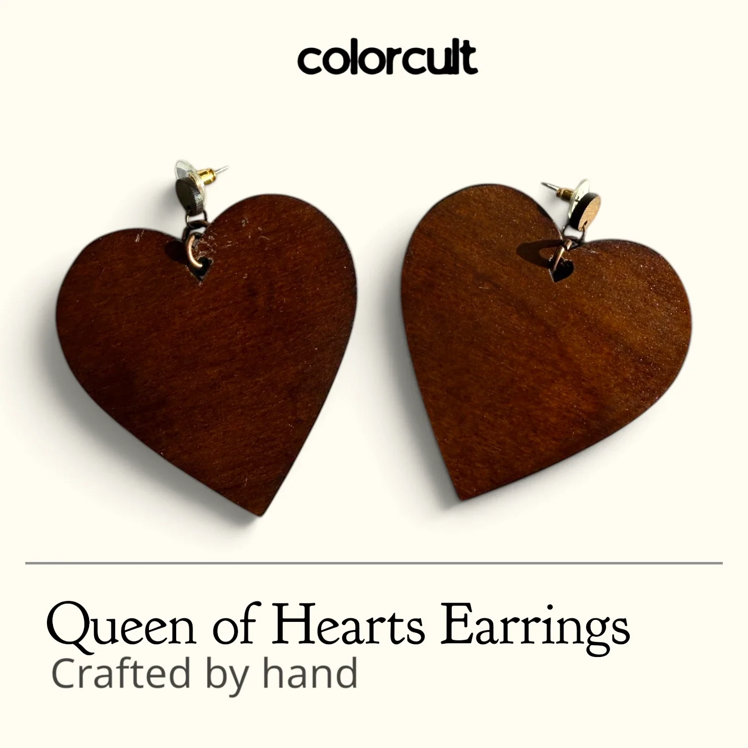 Queen of Hearts Earrings - Dark Brown