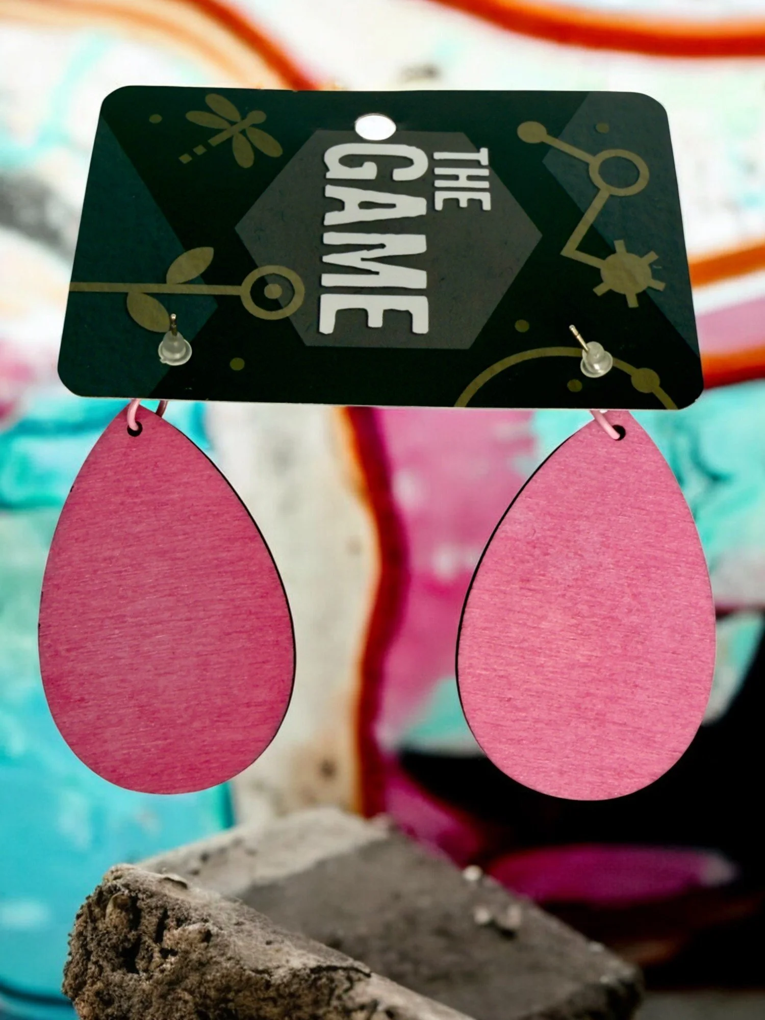 Pink & Black Teardrop Earrings by Color Cult