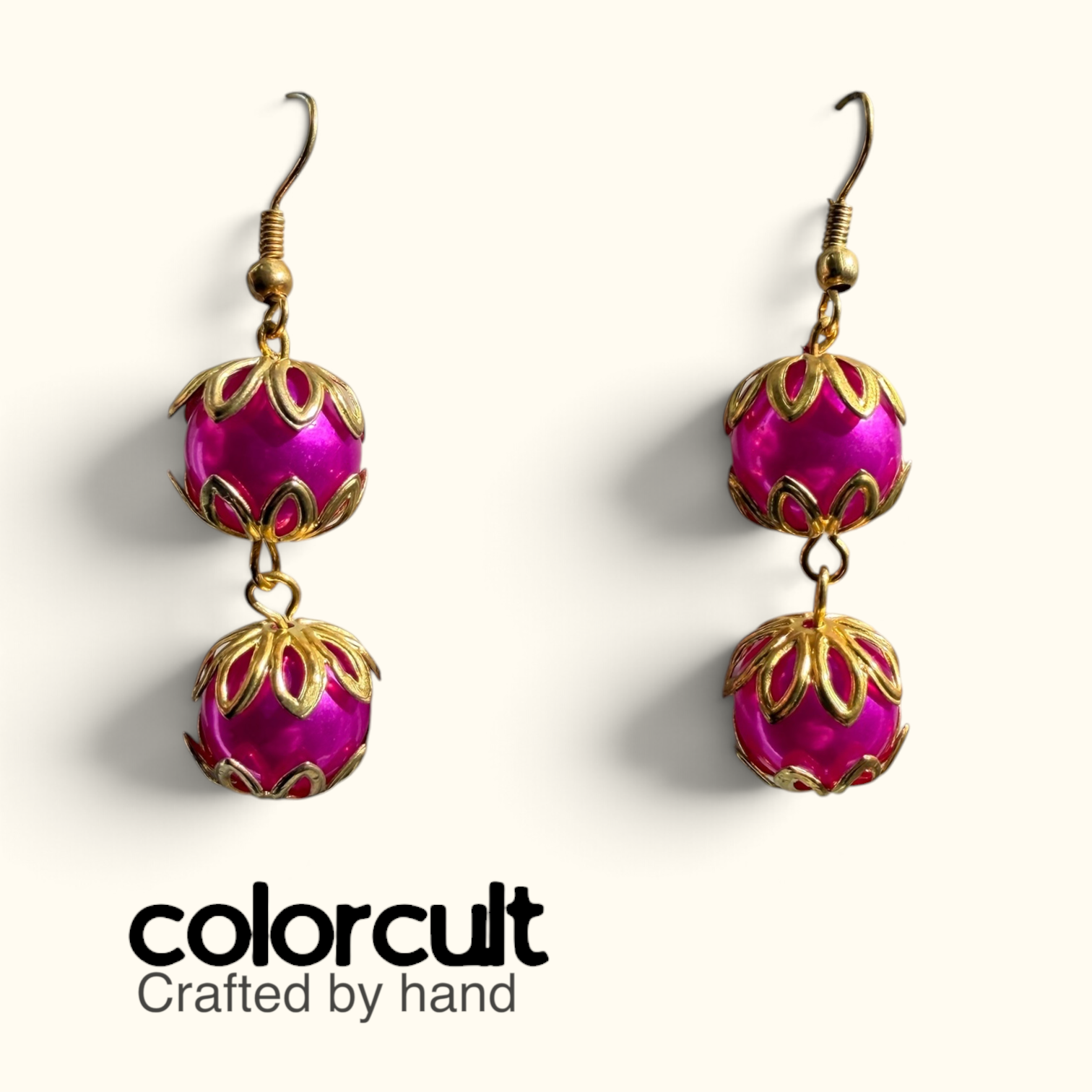 Gilded Magenta Pearl Drop Earrings (5).PNG