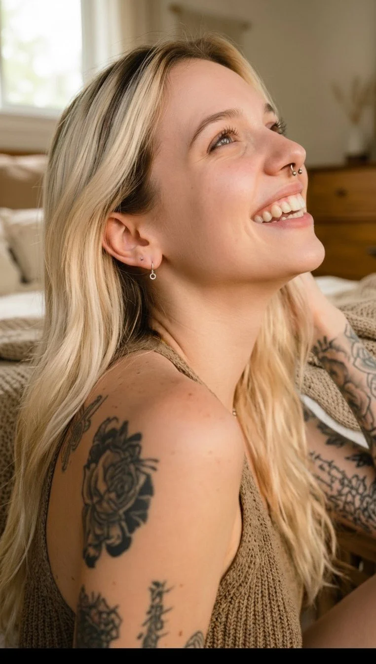 Shiva modeling Tiny Front-Facing Hoop Earrings - Silver.jpg