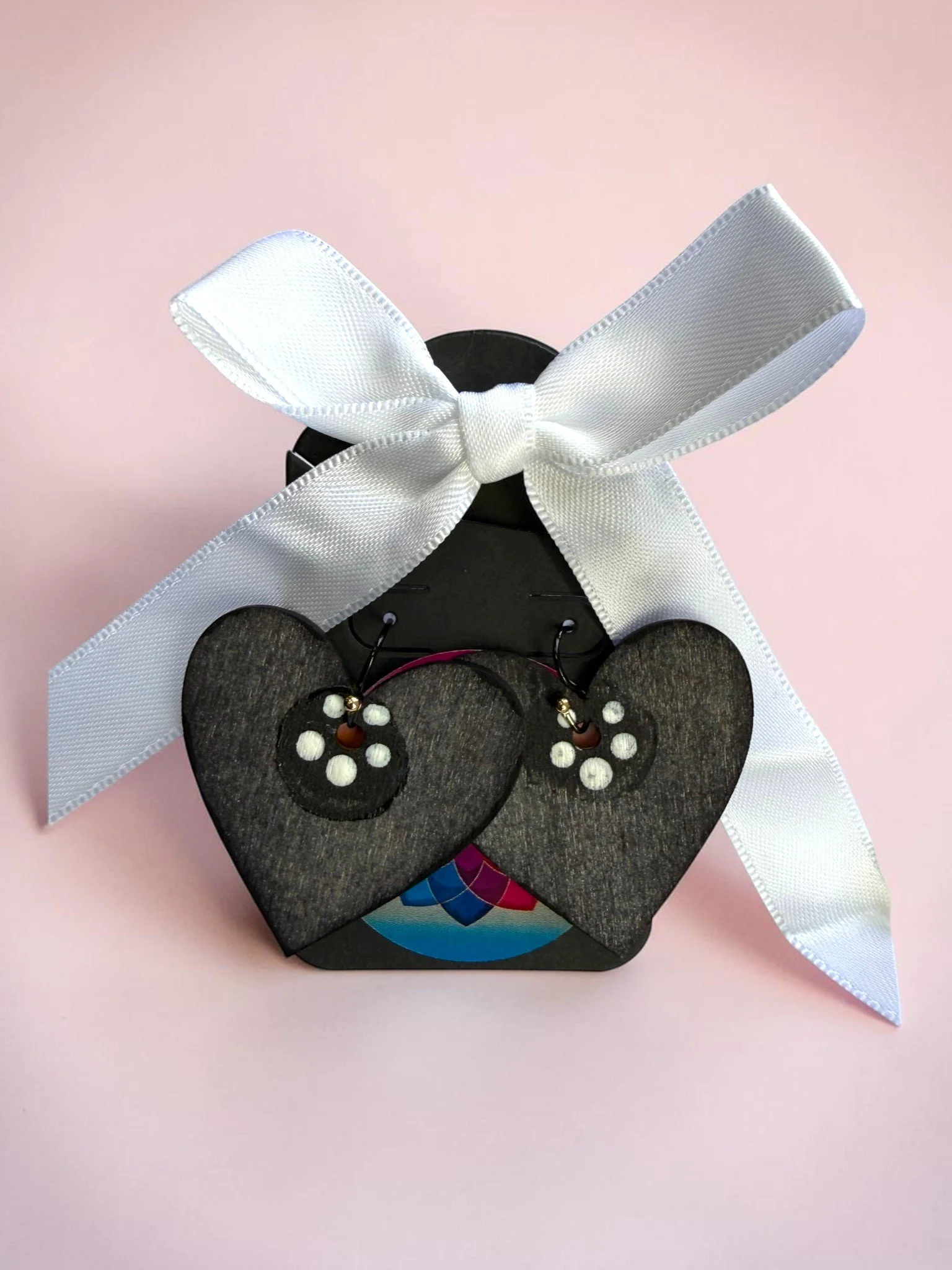 Black and White Rustic Heart Earrings