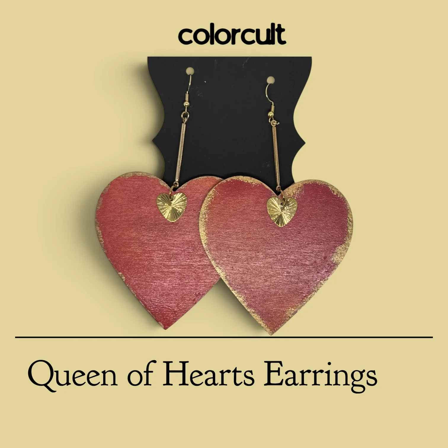 Queen Of Hearts Earrings: Gilded Red