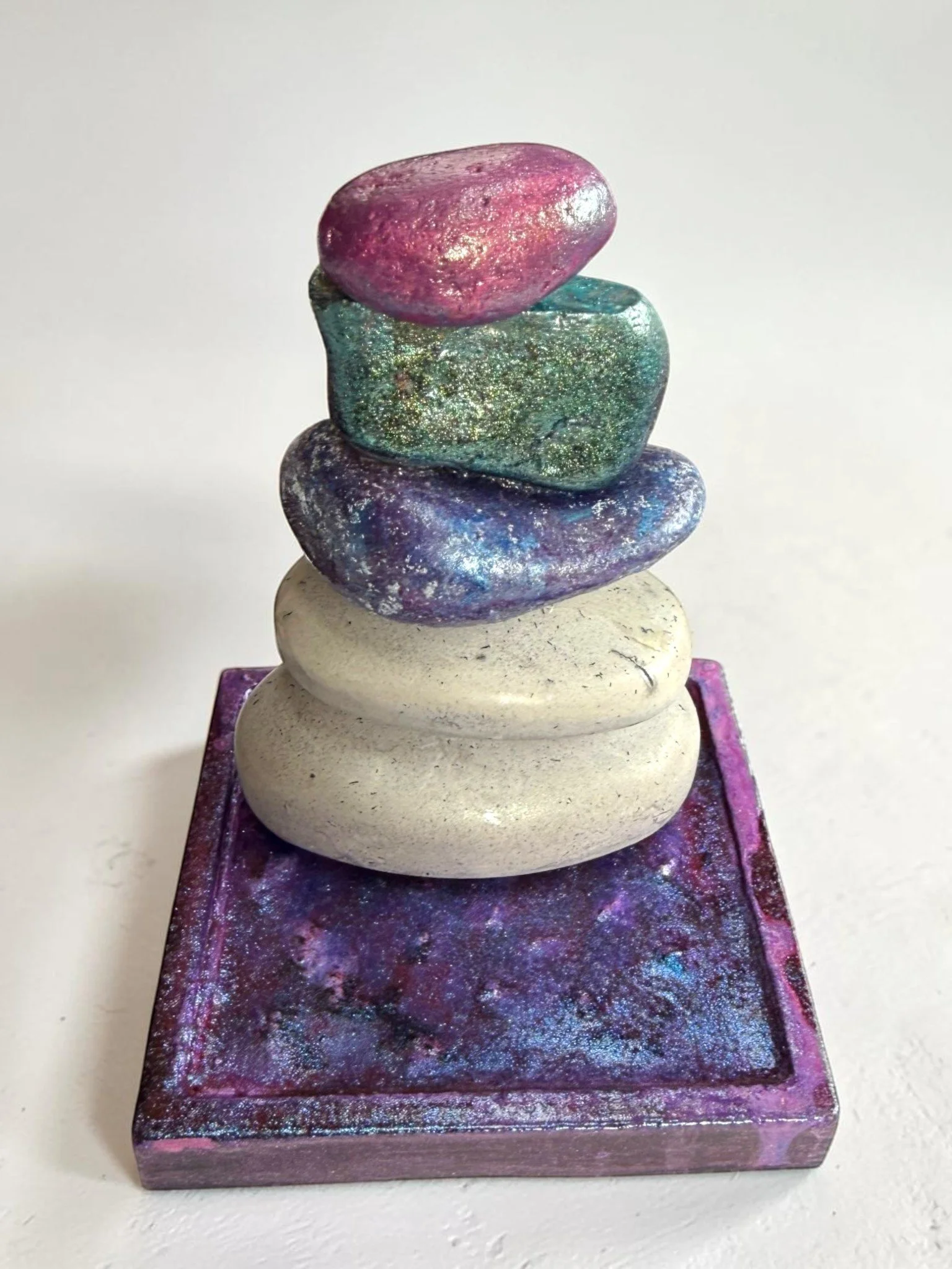 Handmade Cement Trinket Dish: Majestic Glow Cairn