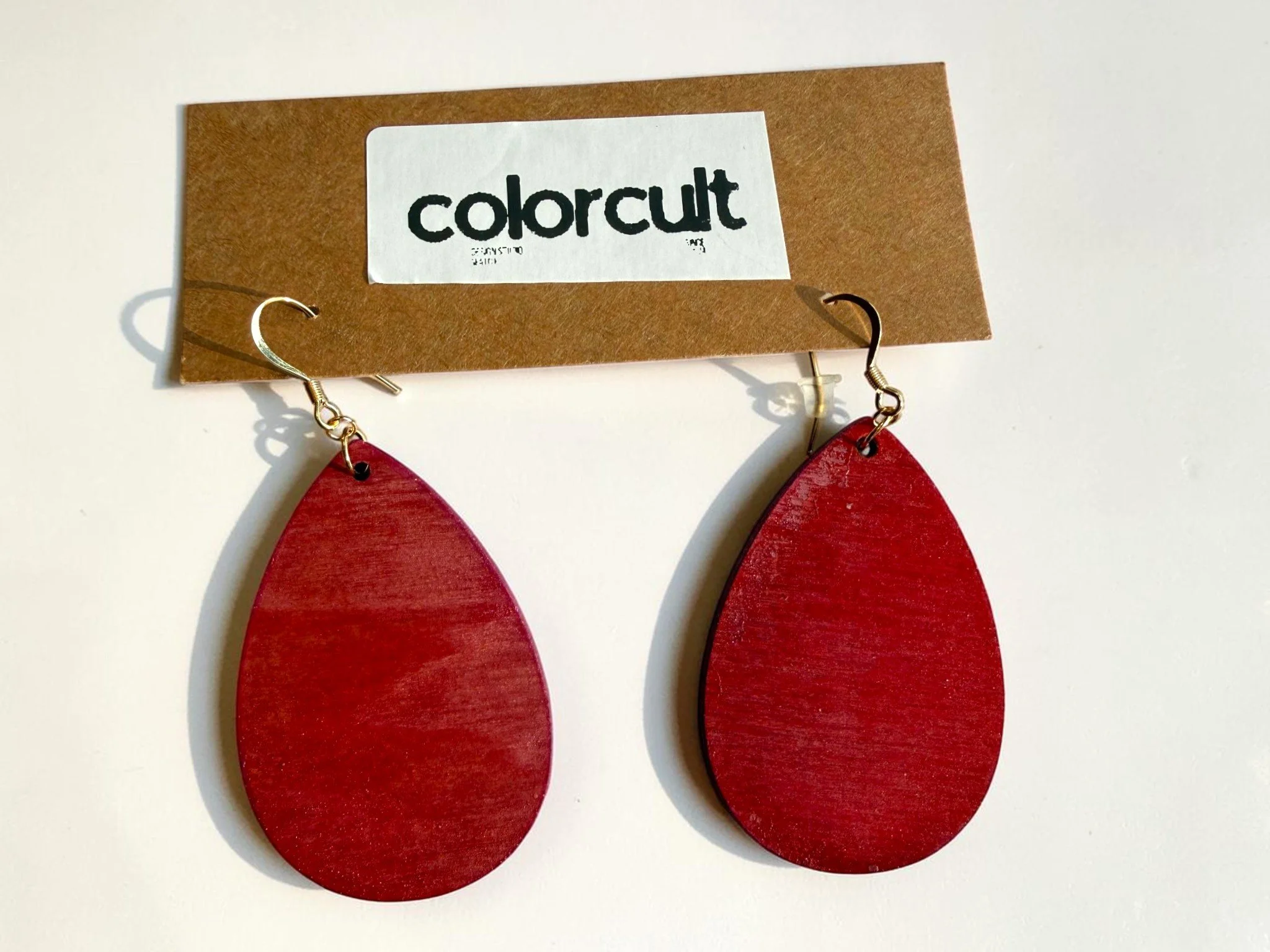 Distressed Red Teardrop Earrings by Color Cult