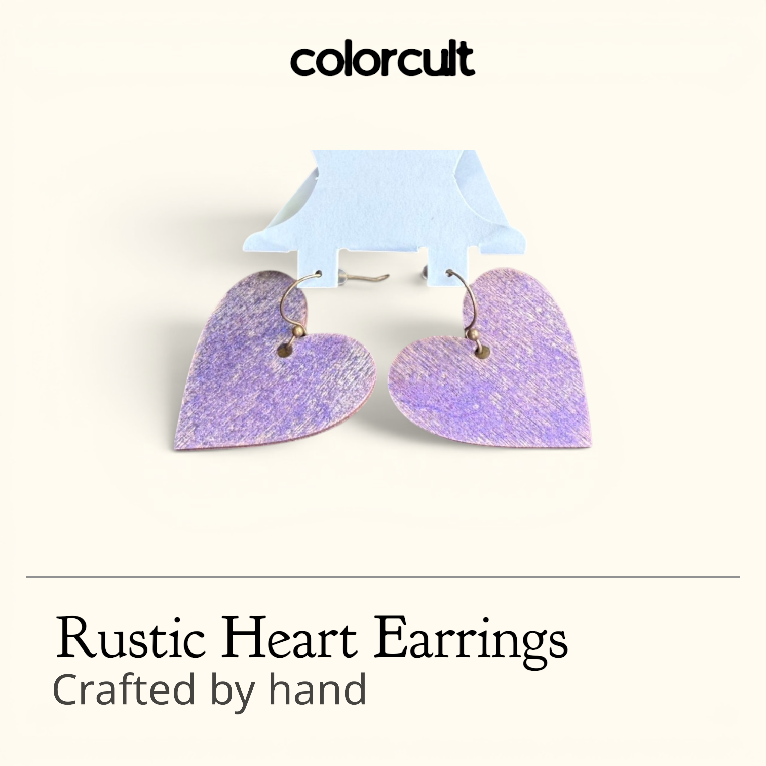 Distressed Lavender Rustic Heart Earrings