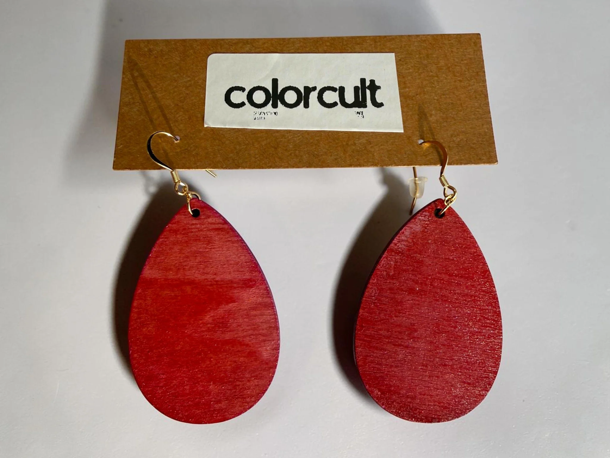 Distressed Red Teardrop Earrings by Color Cult