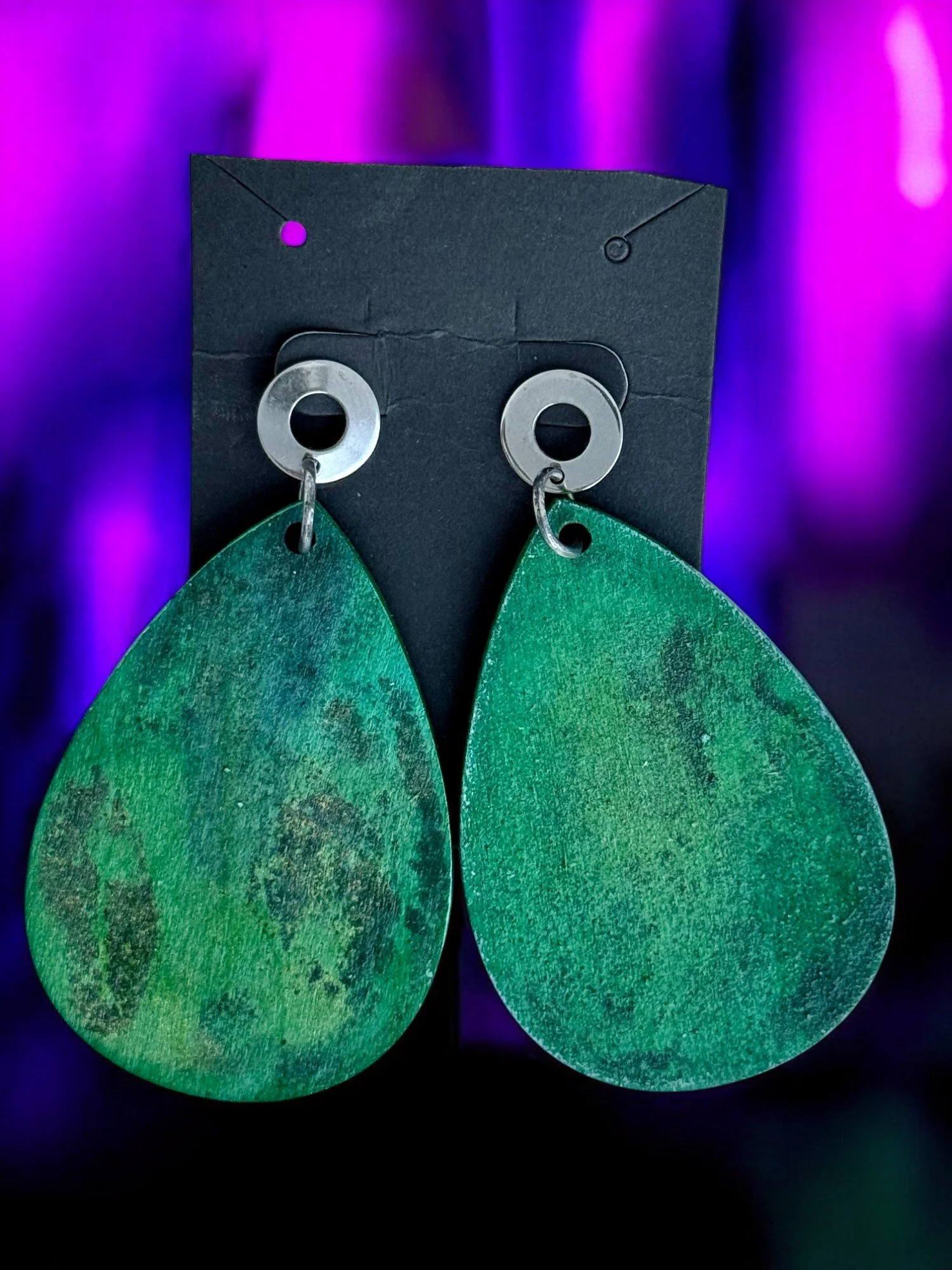 Deep Emerald Teardrop Earrings by Color Cult
