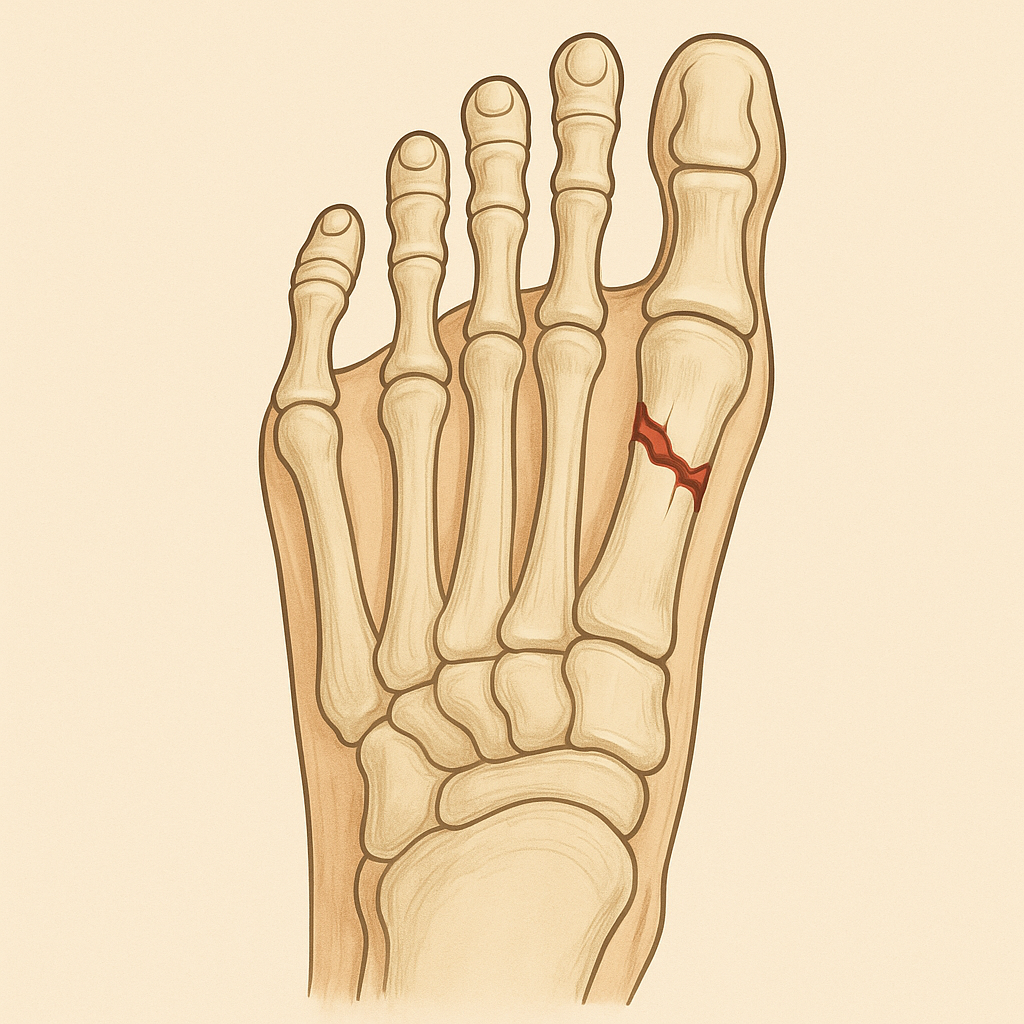 X-ray style illustration of foot or ankle fracture.