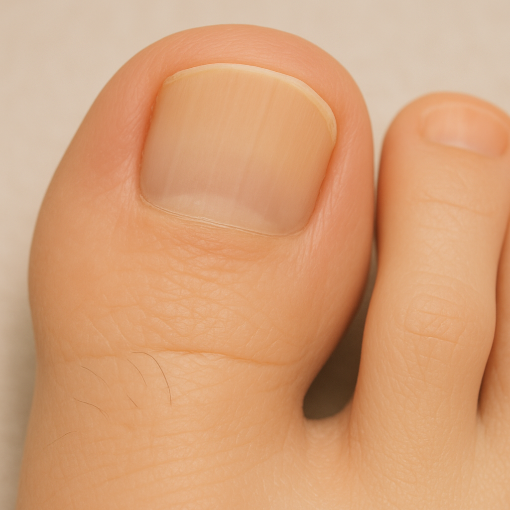 Close-up of a person's thumbnail and part of the index finger showing natural skin and nail.