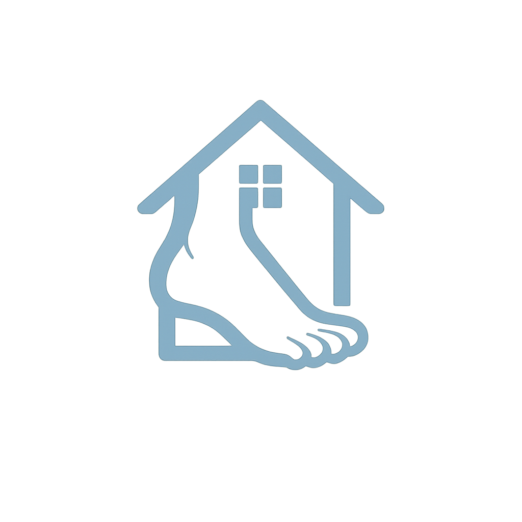 A house outline with a hand inside holding a leaf, symbolizing eco-friendly or green home practices